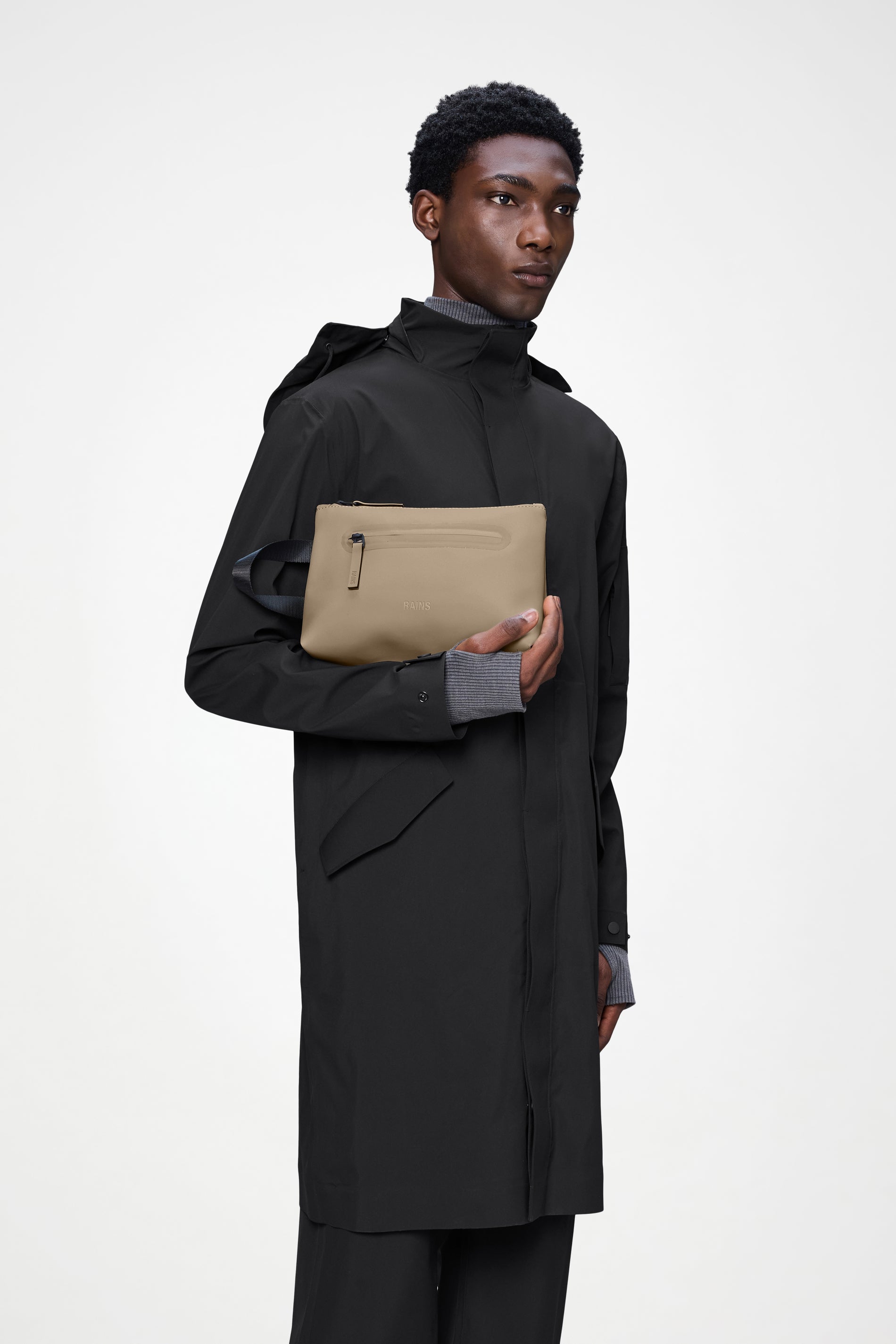 RAINS 2 Zip Cosmetic Bag Large Beige Wash Bag