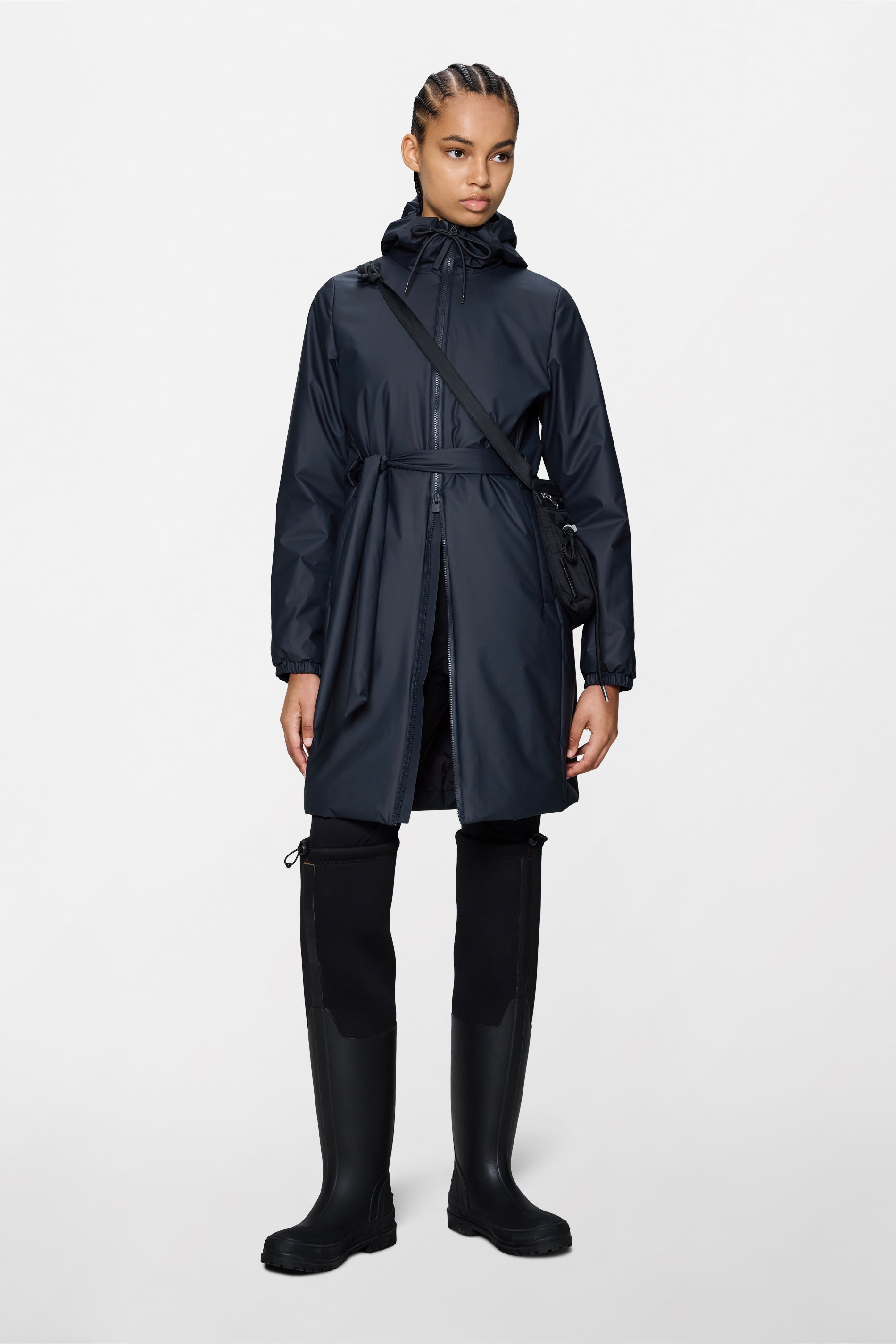 RAINS Lohja Long Insulated Curve Jacket Navy Jacket