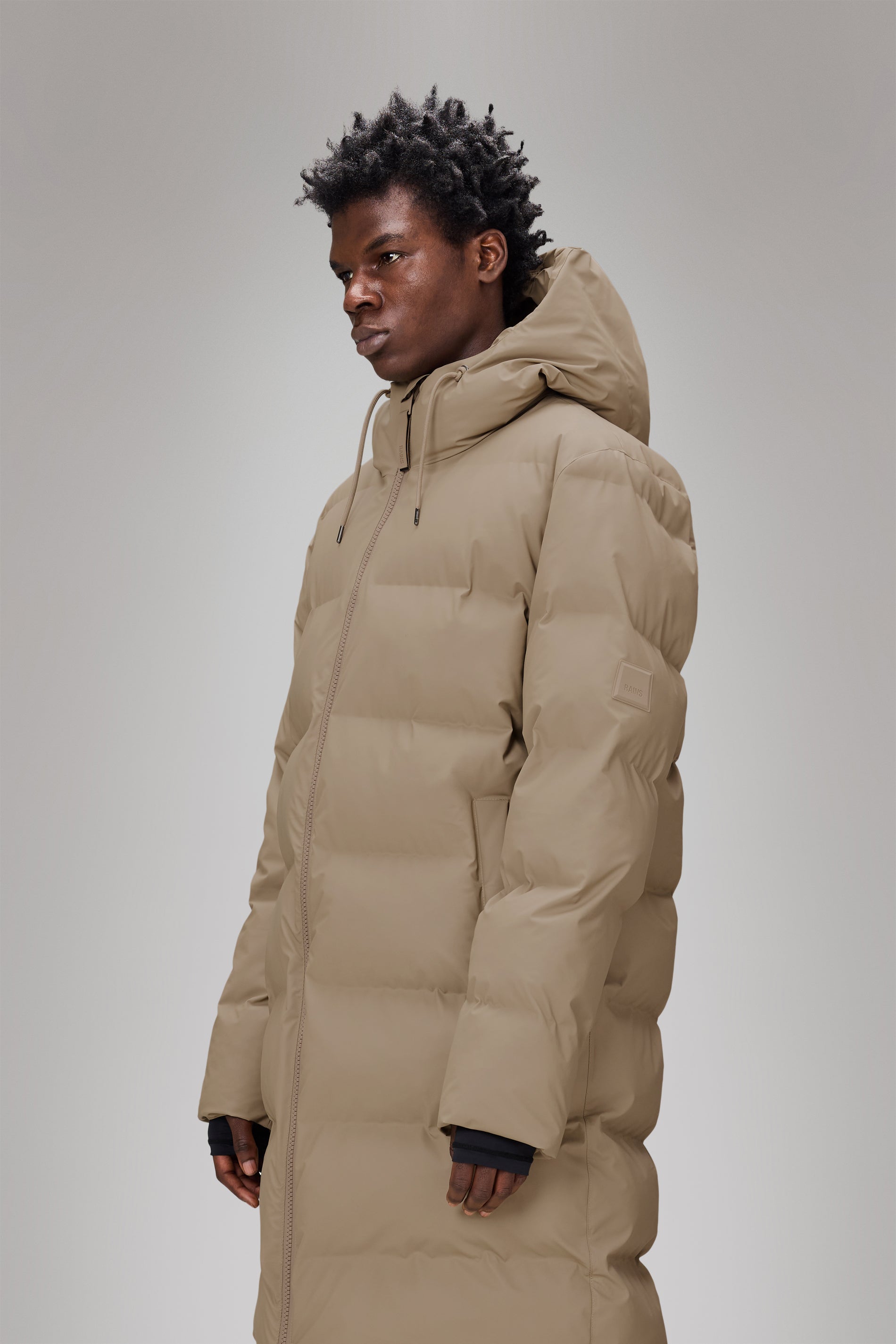 Rains Alta Longer Puffer Jacket Beige Jacket