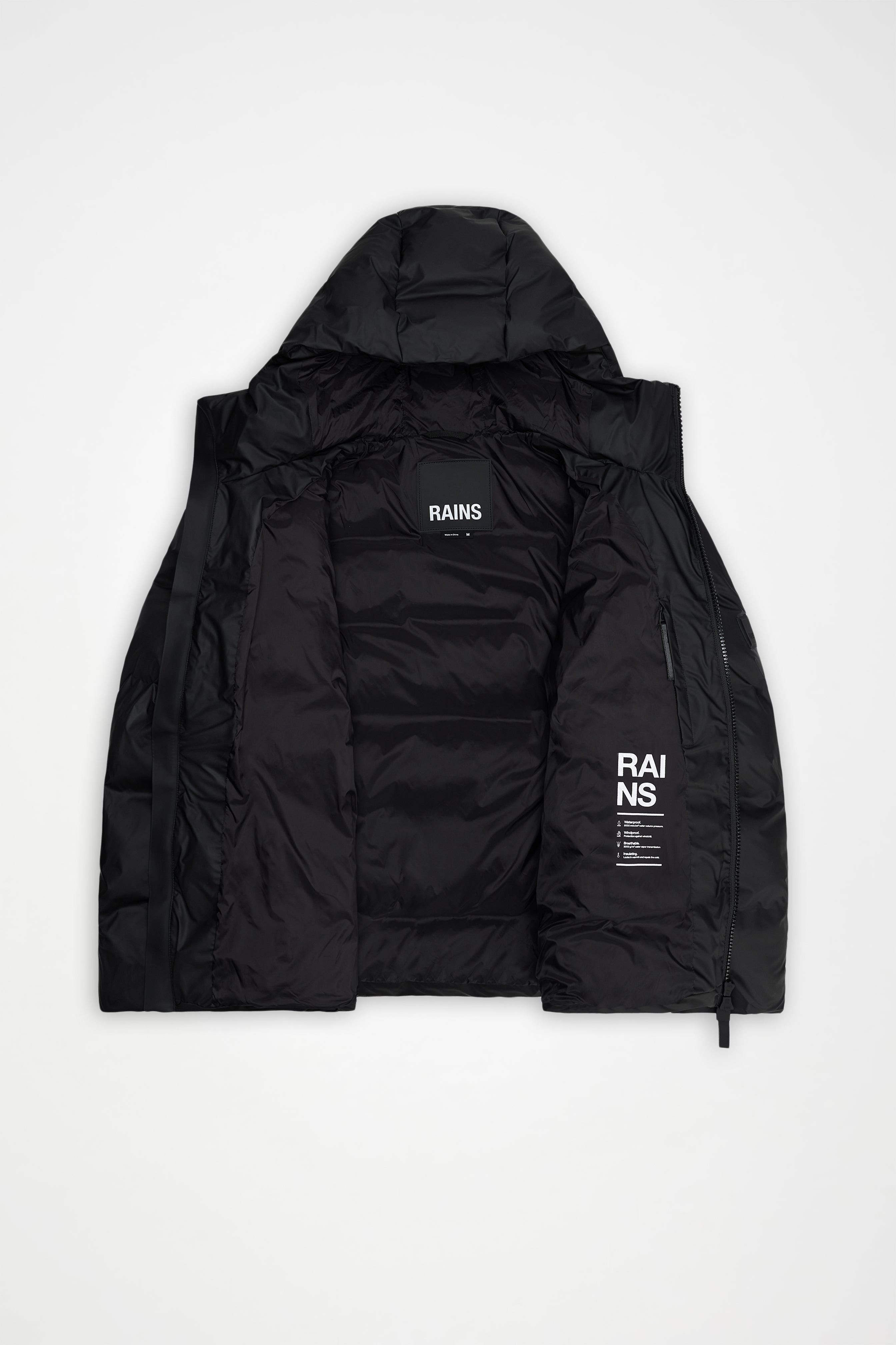RAINS Alta Puffer Jacket Black Grain Jacket
