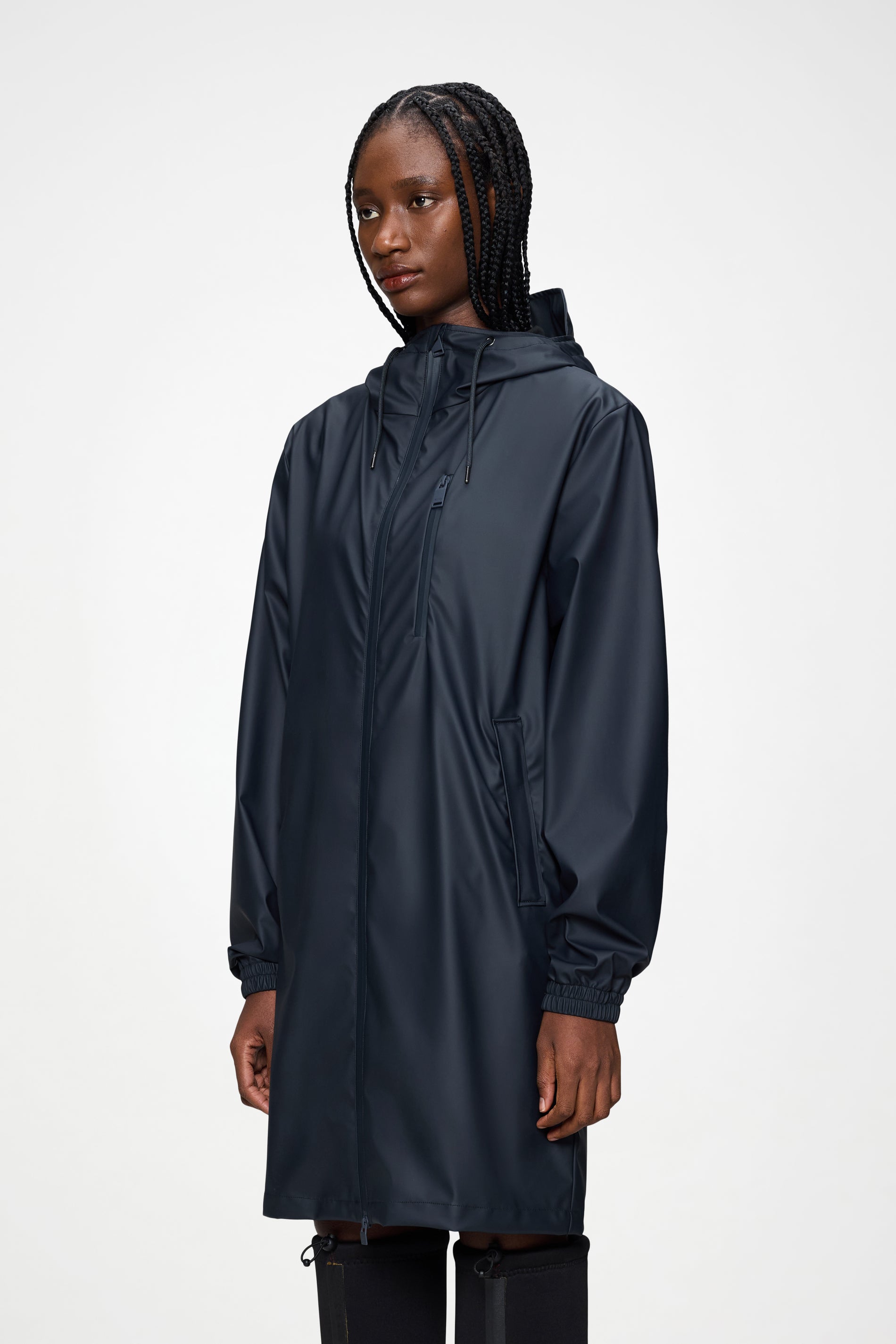 RAINS Long Storm Breaker Navy Jacket
