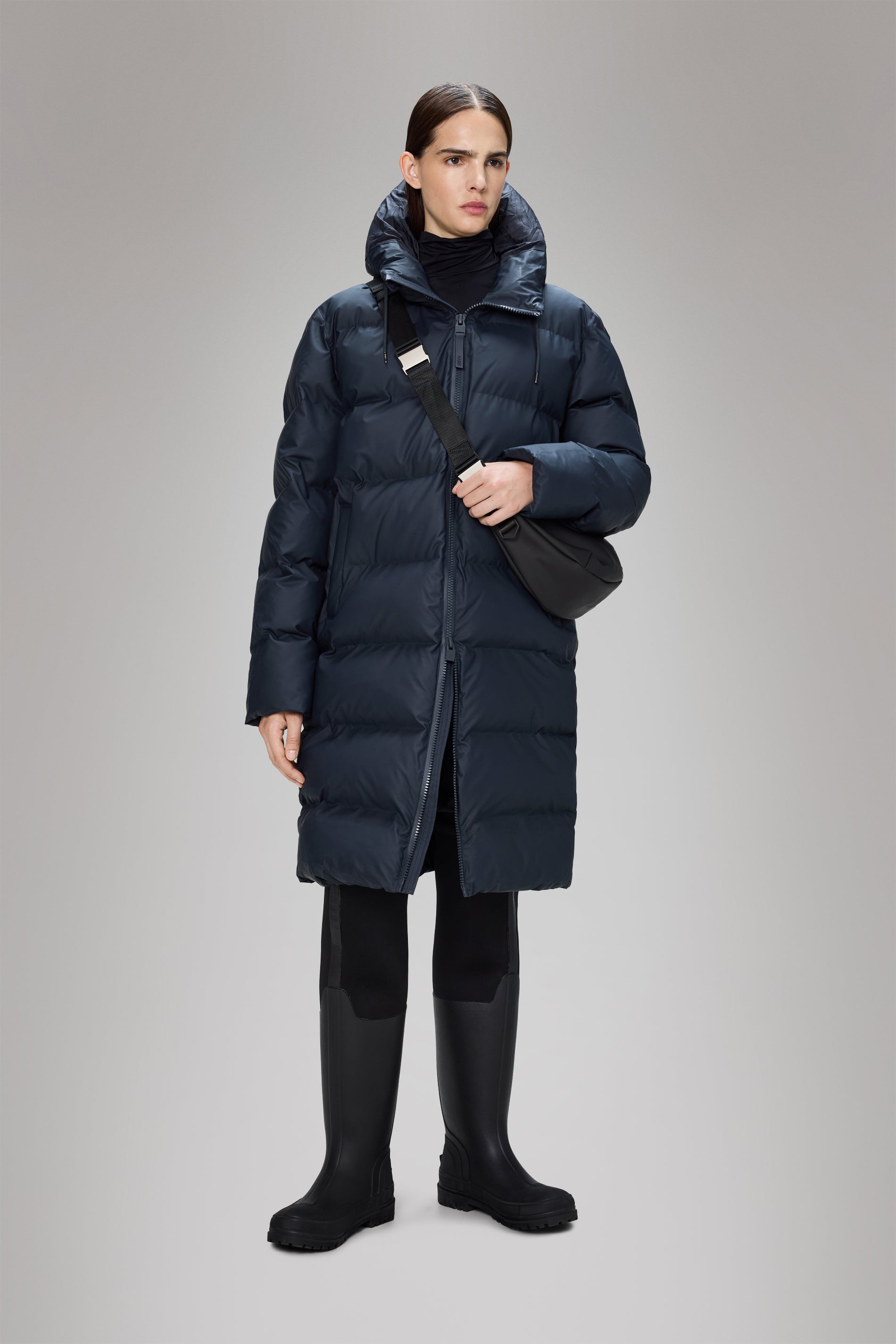Rains Alta Longer Puffer Jacket Navy Jacket