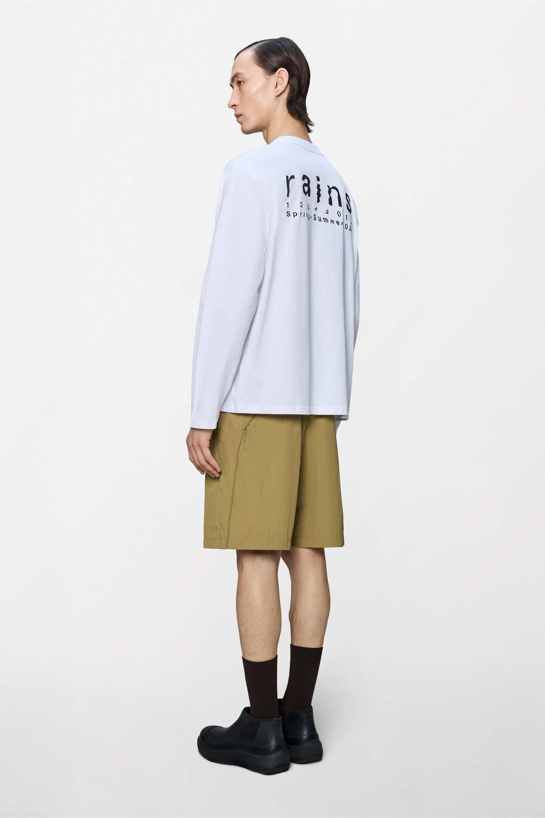 RAINS Classic Long Sleeve T-Shirt White Long Sleeve