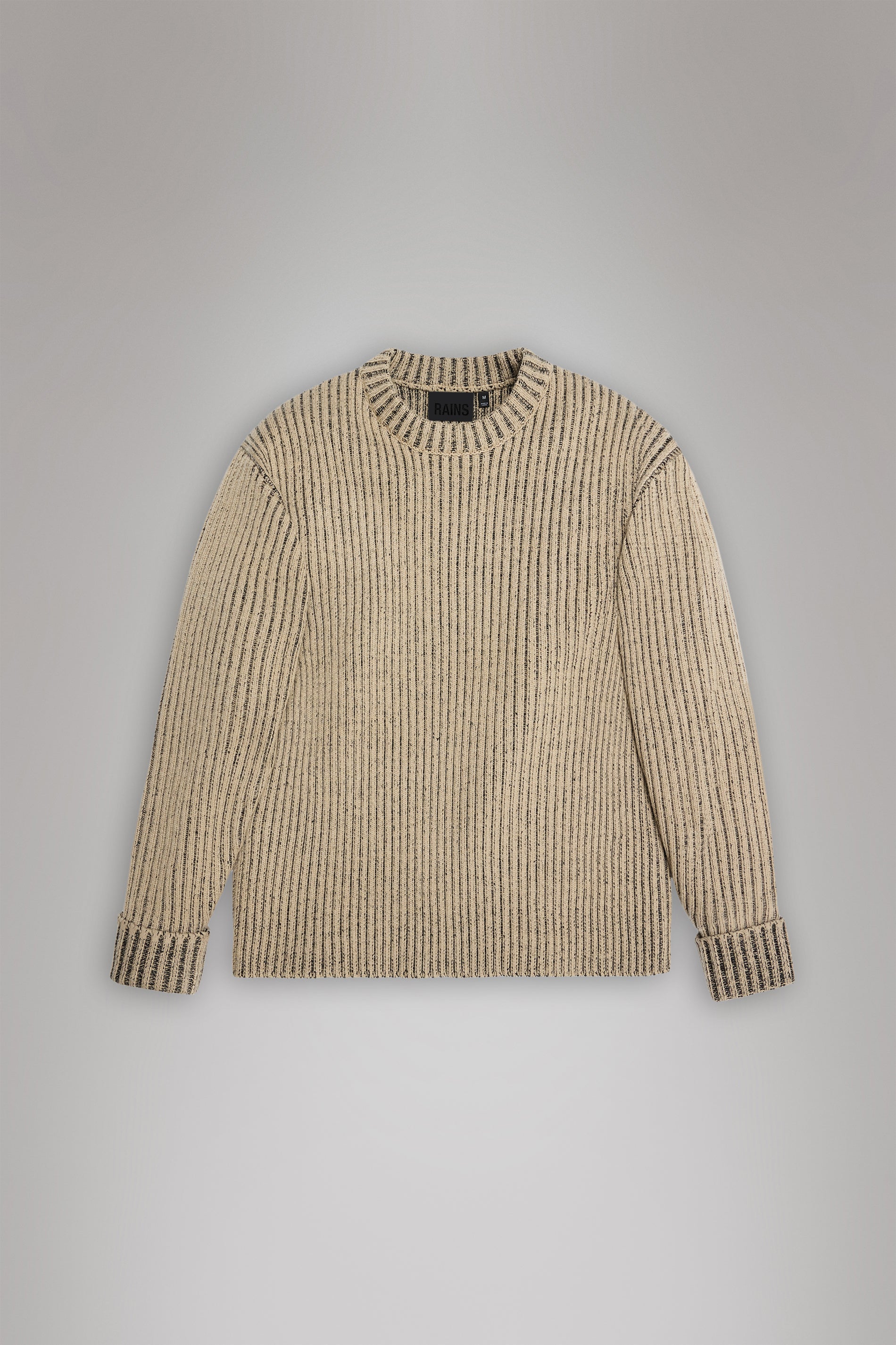 RAINS Sapa Knit Crew Neck Beige/Black Long Sleeve