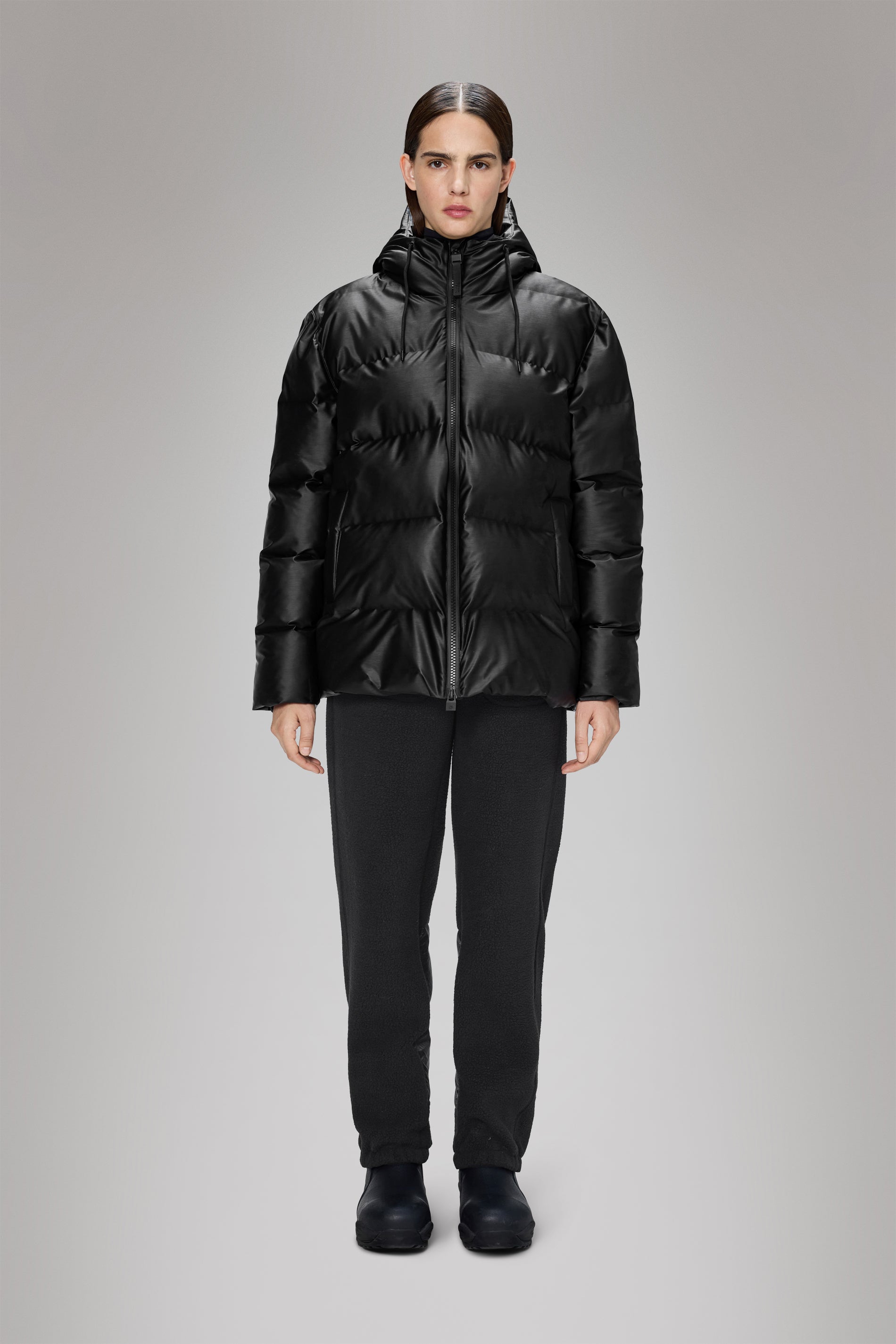Rains Alta Puffer Jacket Black Grain Jacket