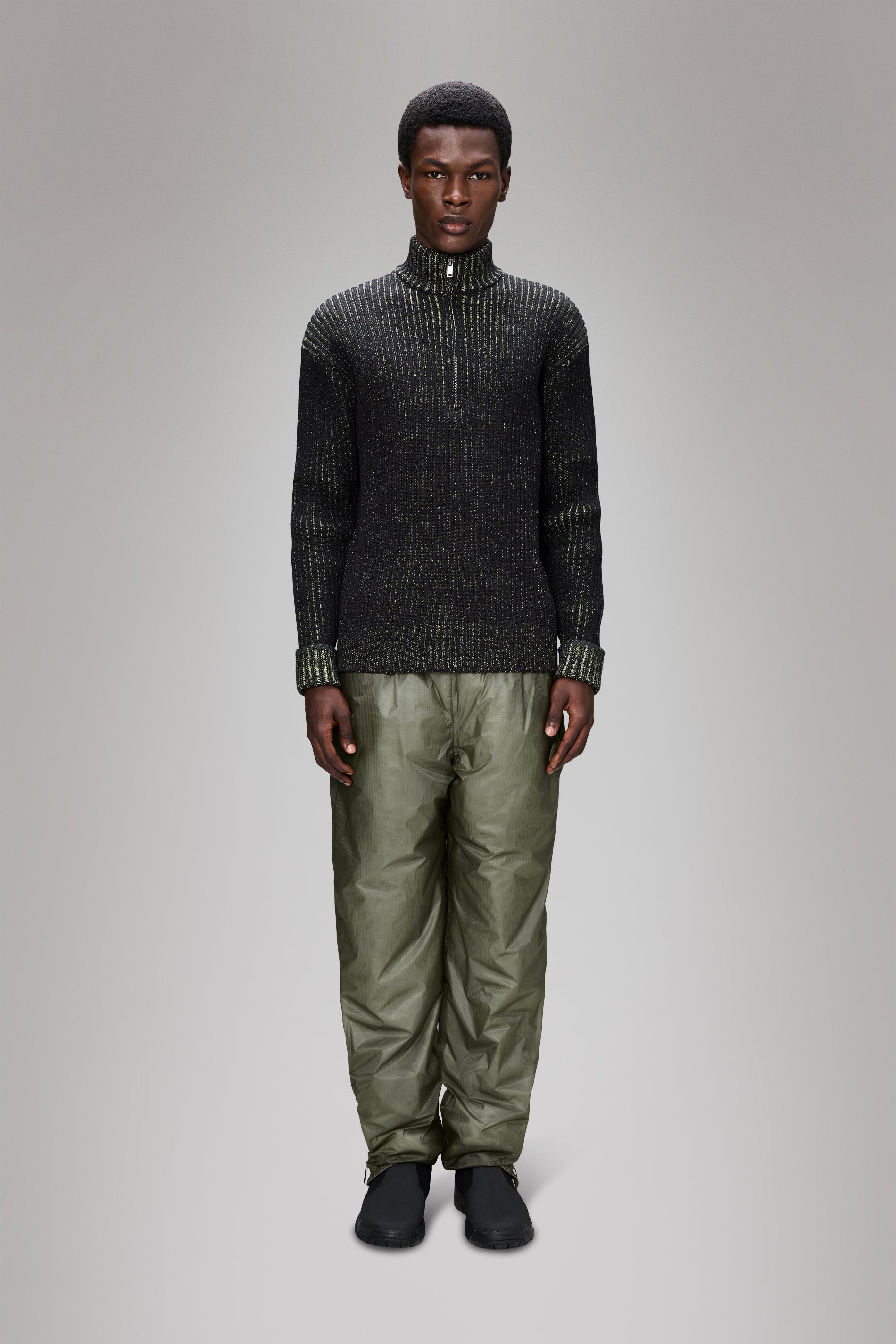 RAINS Sapa Half Zip Knit Black/Acid Long Sleeve