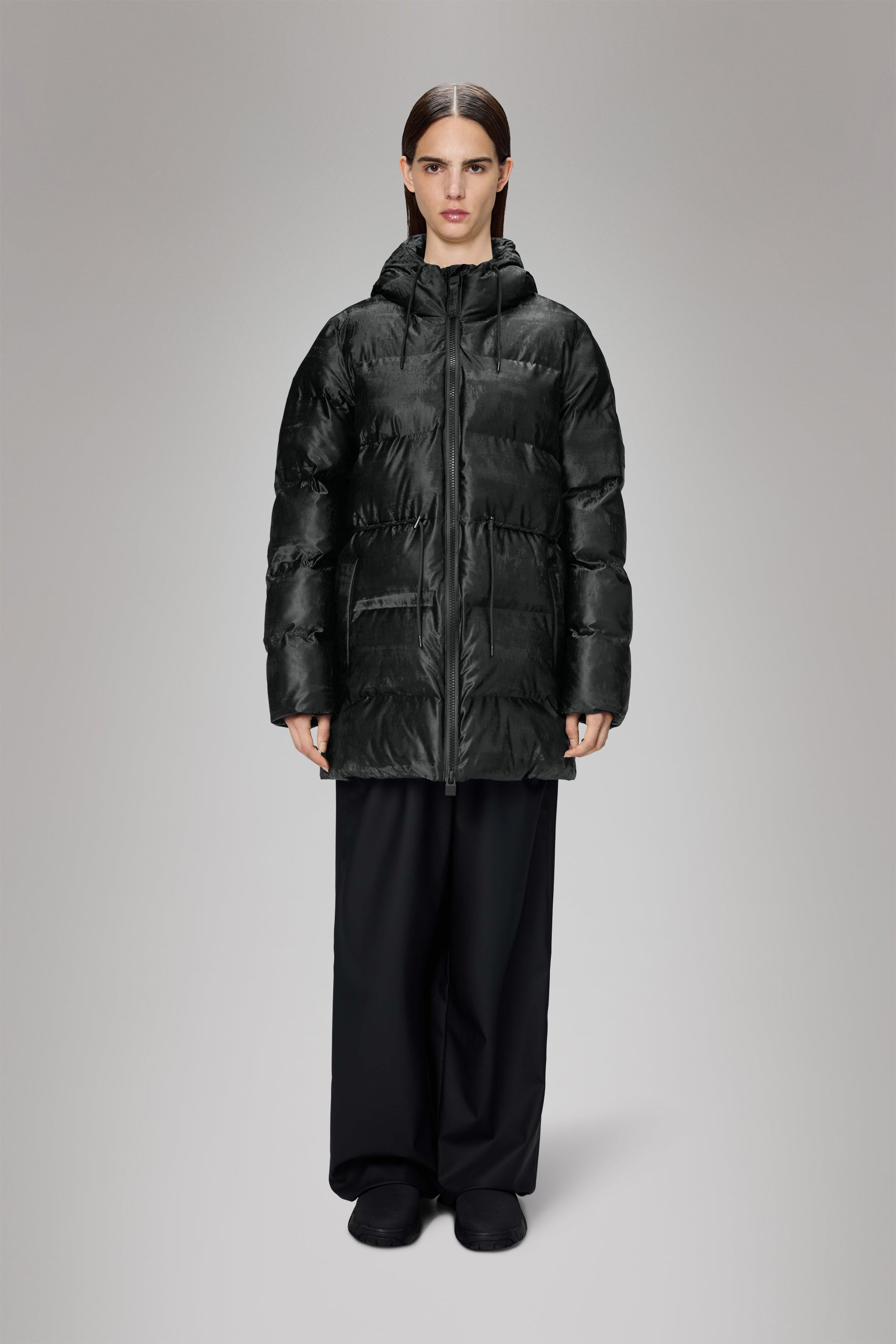 Rains Alta Long Puffer String W Jacket Coal Jacket