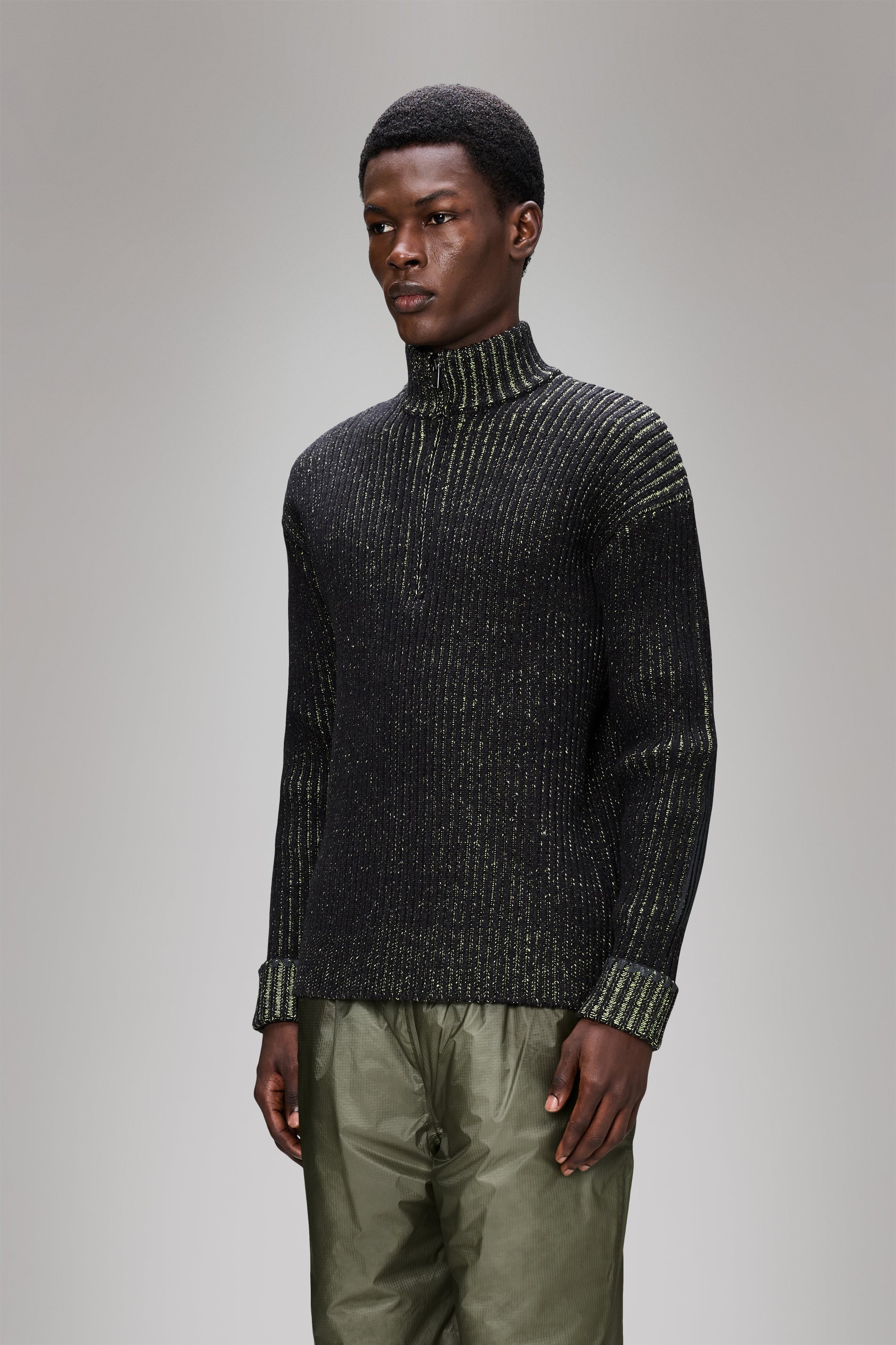 RAINS Sapa Half Zip Knit Black/Acid Long Sleeve