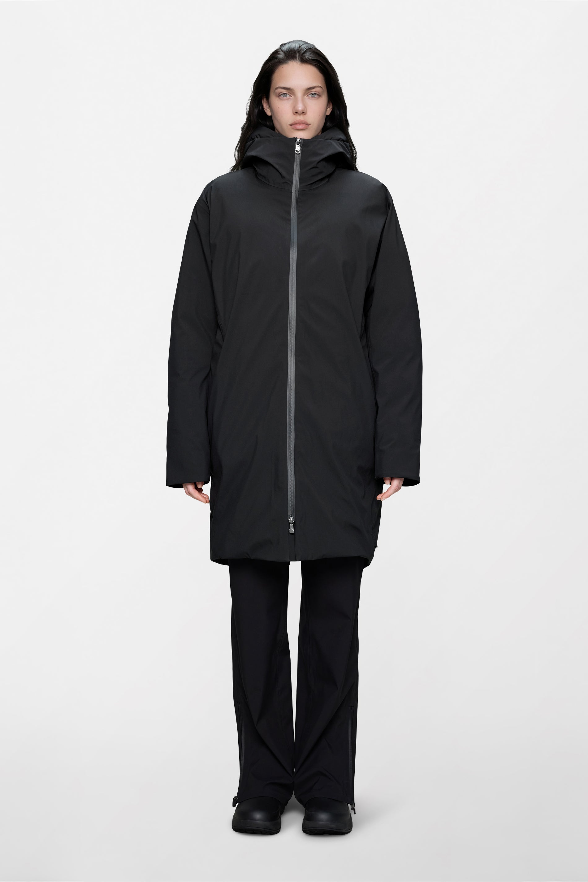RAINS Sarna Long Puffer Jacket Black Jacket