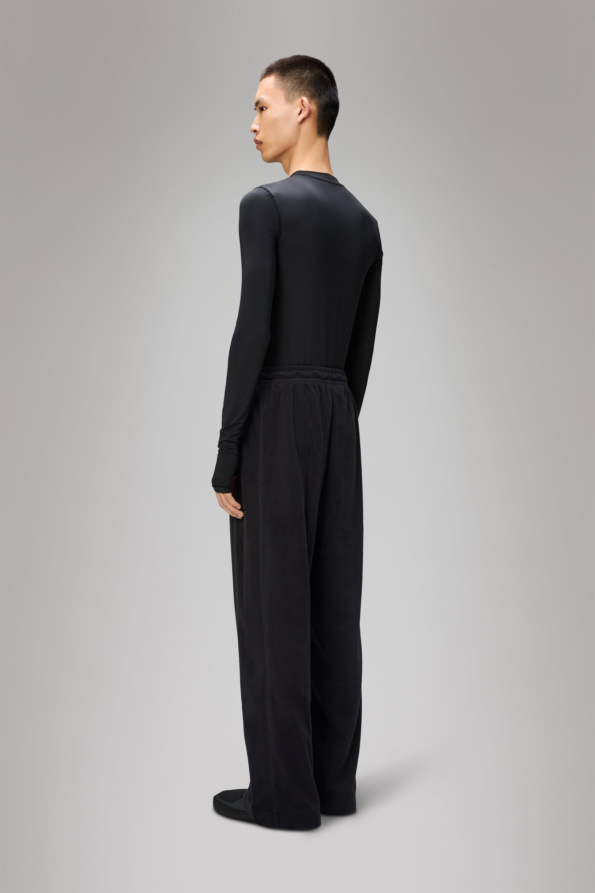 RAINS Addis Fleece Pants Wide Black Pants