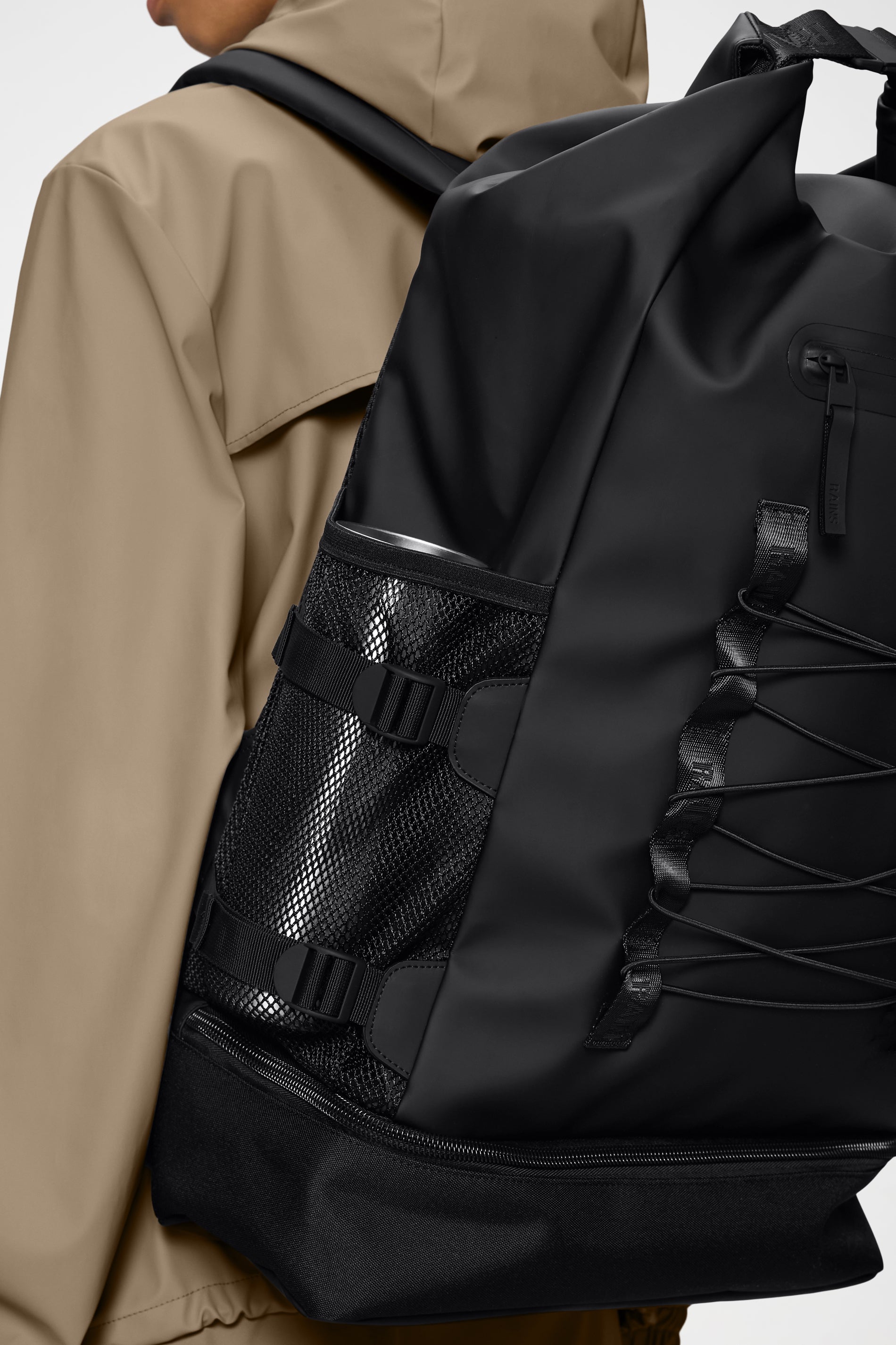 RAINS Trail Mountaineer Rolltop Large Black Backpack