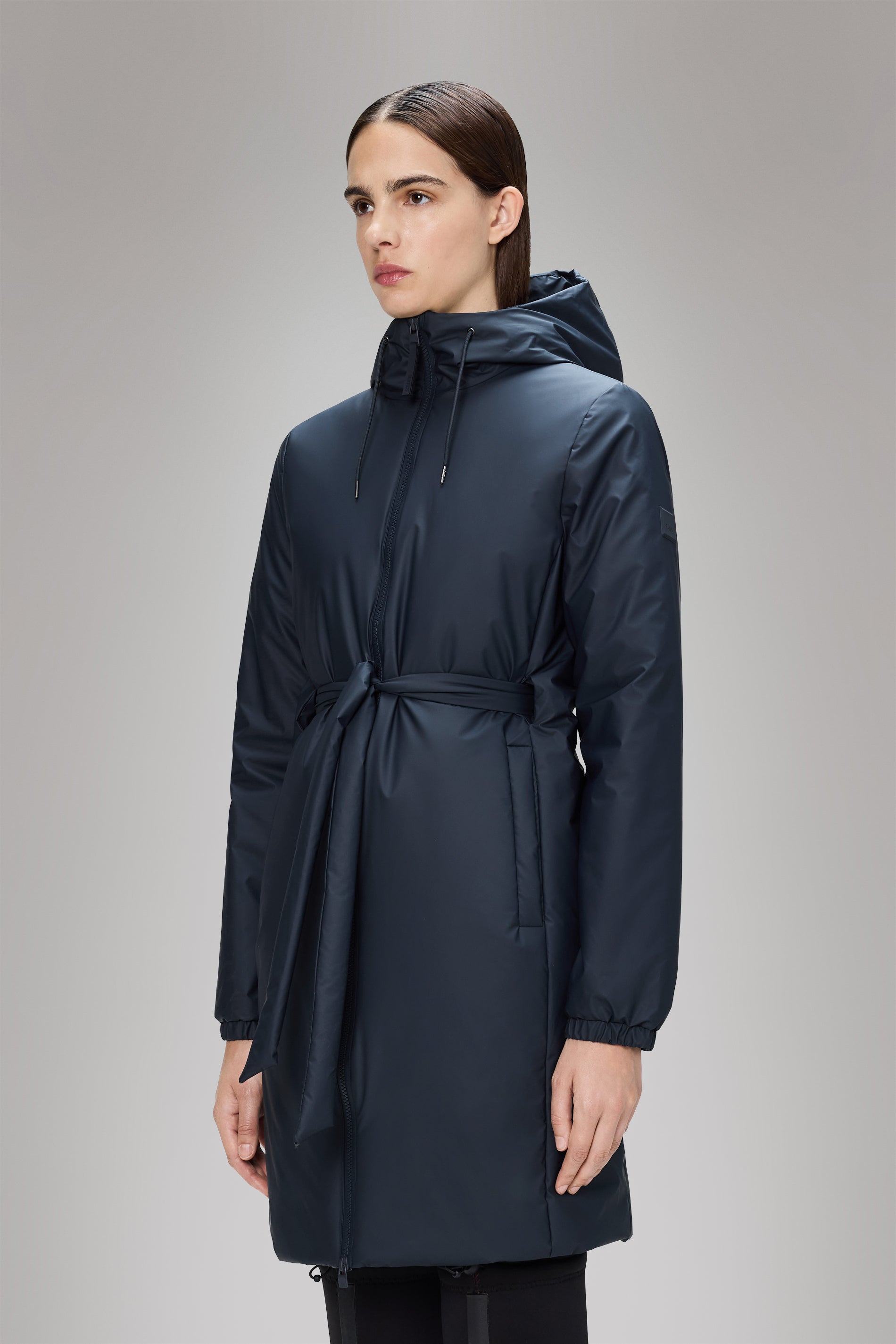 Rains Lohja Long Insulated Curve Jacket Navy Jacket