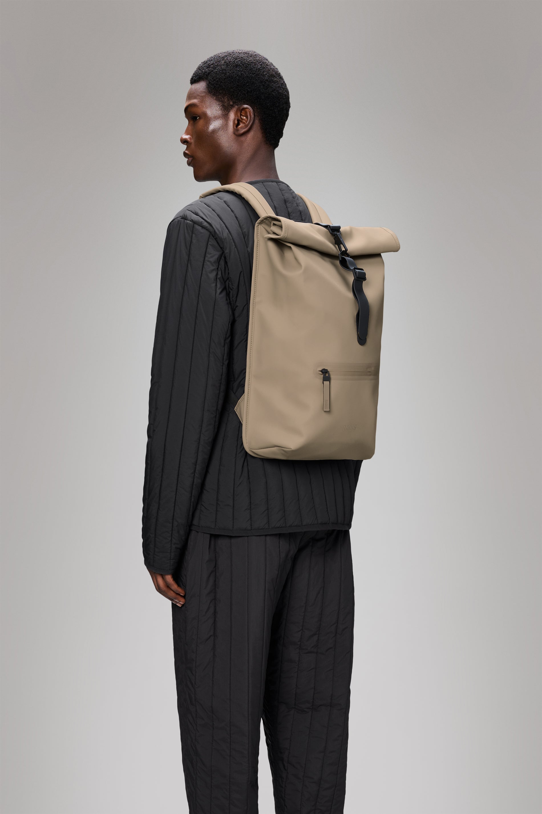 RAINS Rolltop Rucksack Beige Backpack