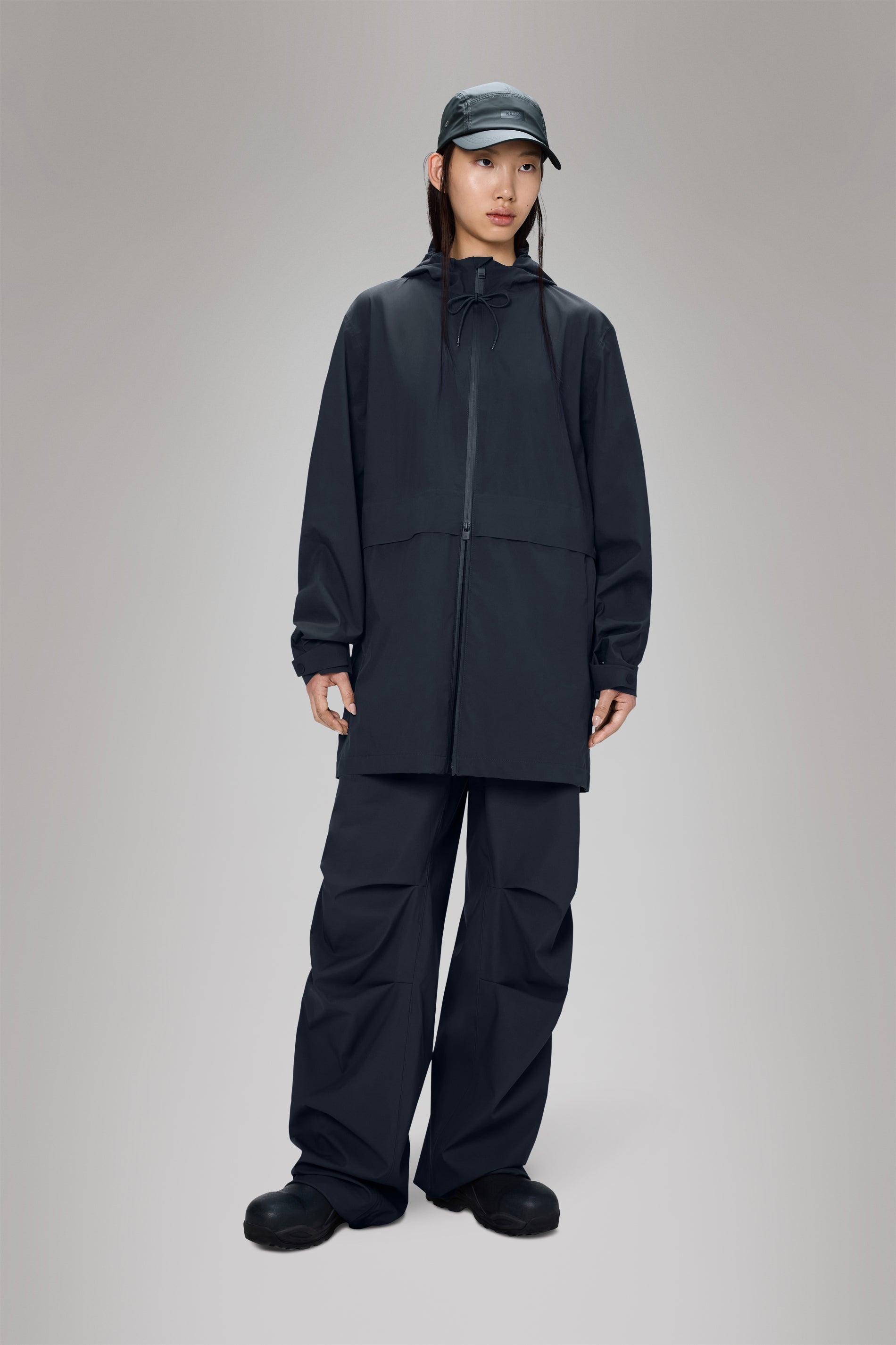 Rains Suva Hardshell Long Jacket Navy Jacket