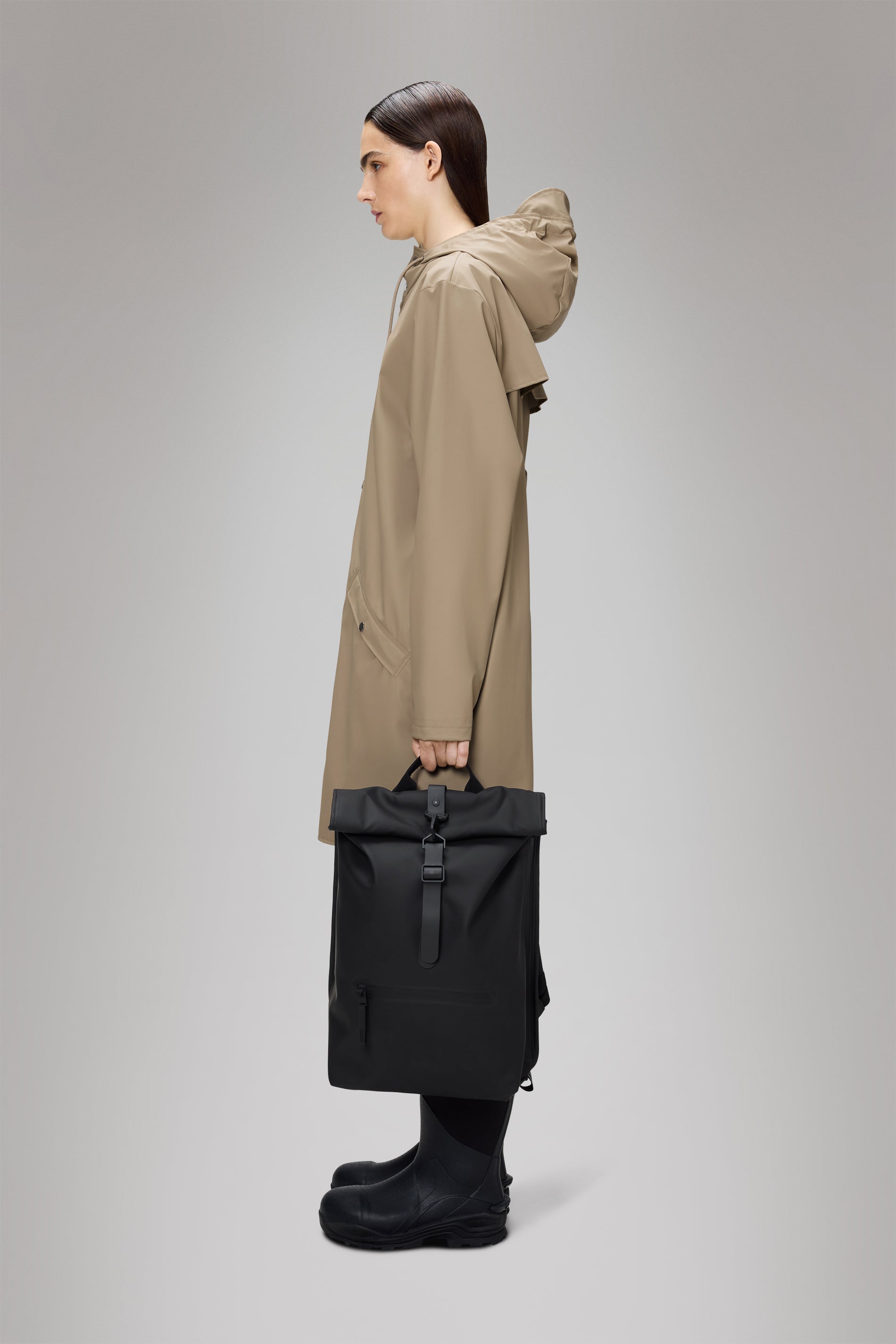 RAINS Rolltop Rucksack Black Backpack