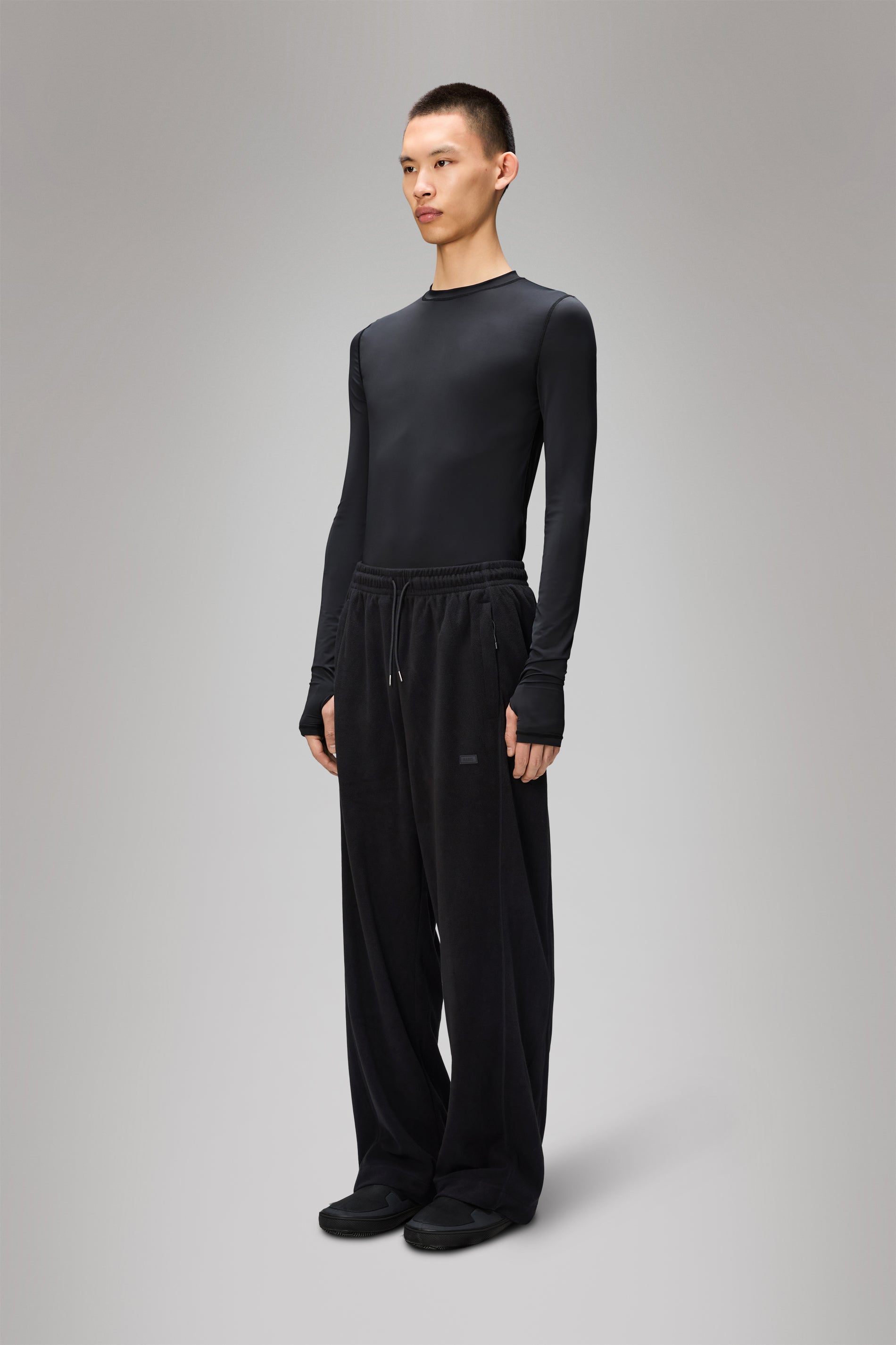 RAINS Addis Fleece Pants Wide Black Pants