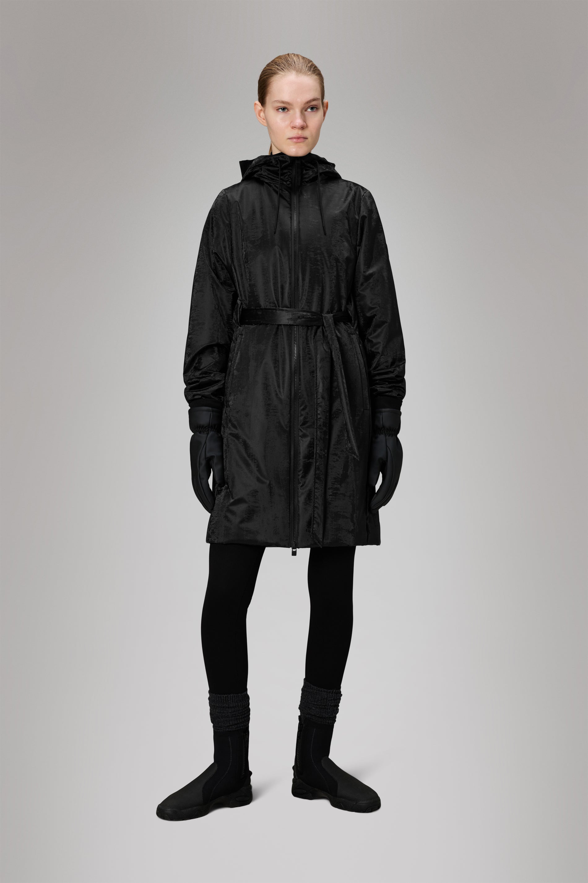 RAINS Lohja Long Insulated Curve Jacket Coal Jacket