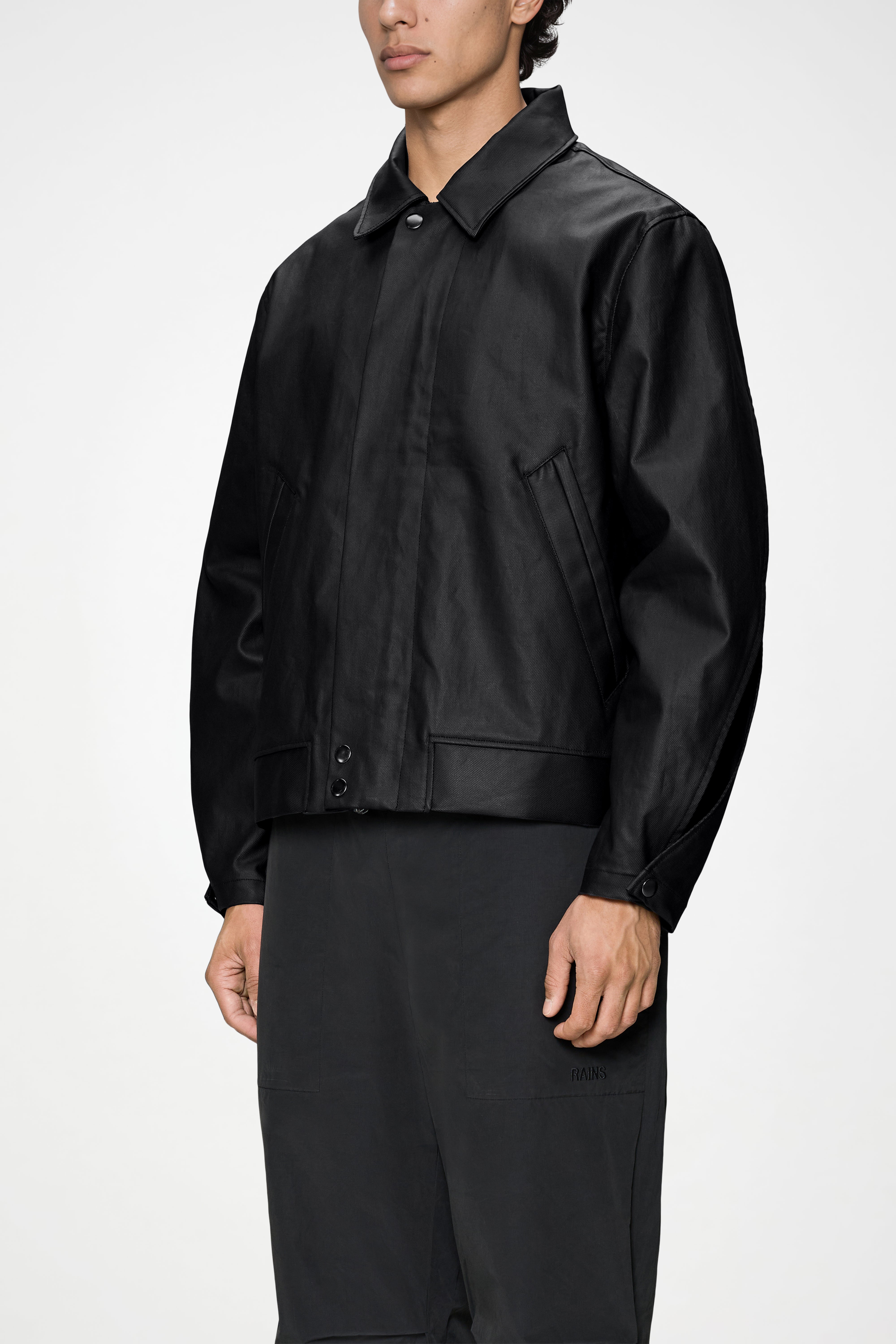 RAINS Heavy Woven Overshirt Black Long Sleeve