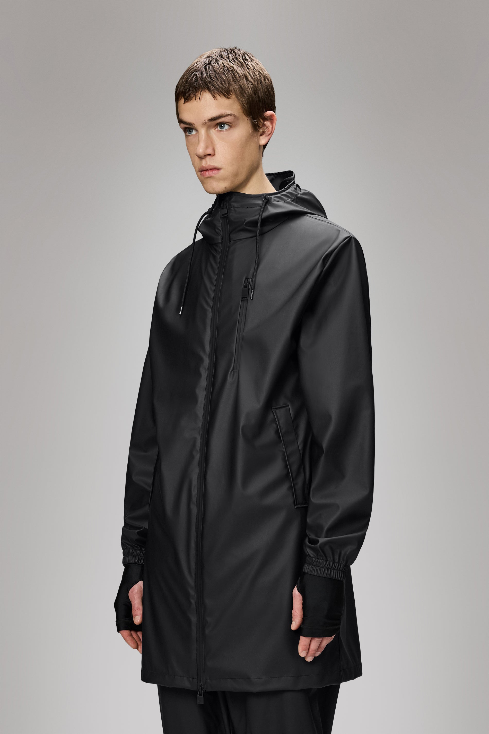 RAINS Long Storm Breaker Black Jacket