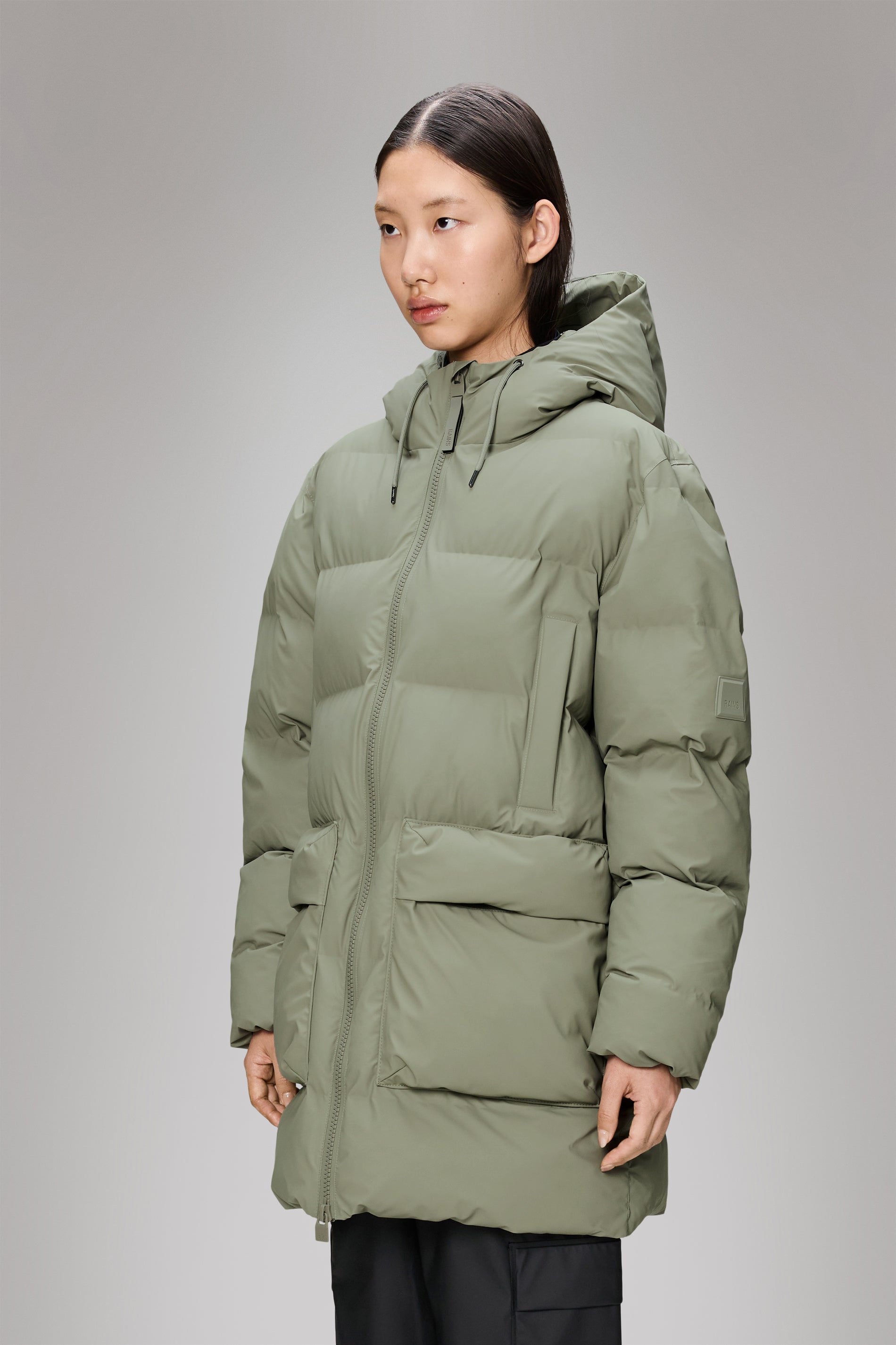 Rains Alta Long Puffer Cargo Jacket Drift Jacket