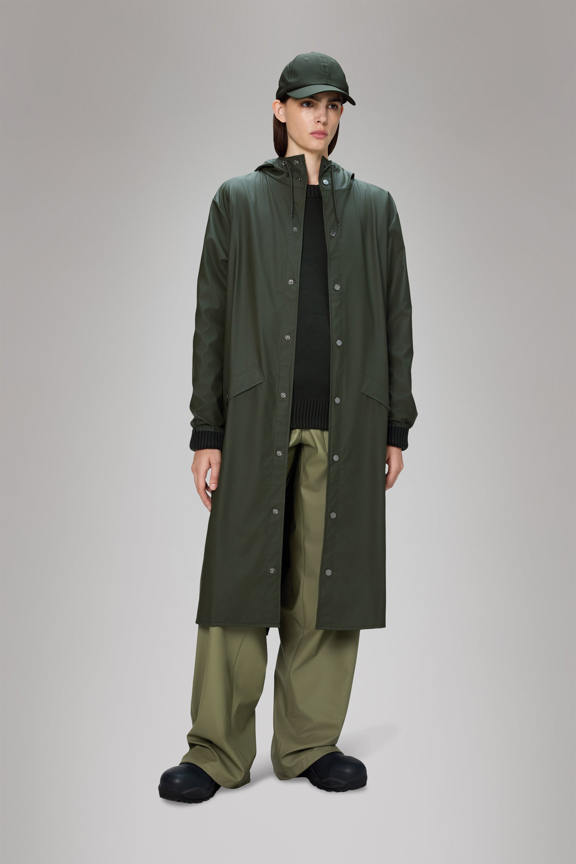 Rains Longer Jacket Green Jacket