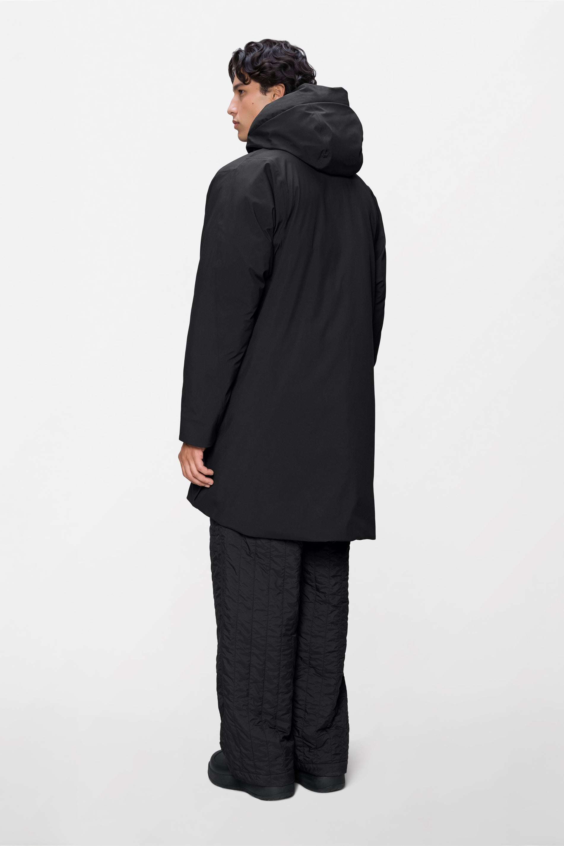 RAINS Sarna Long Puffer Jacket Black Jacket
