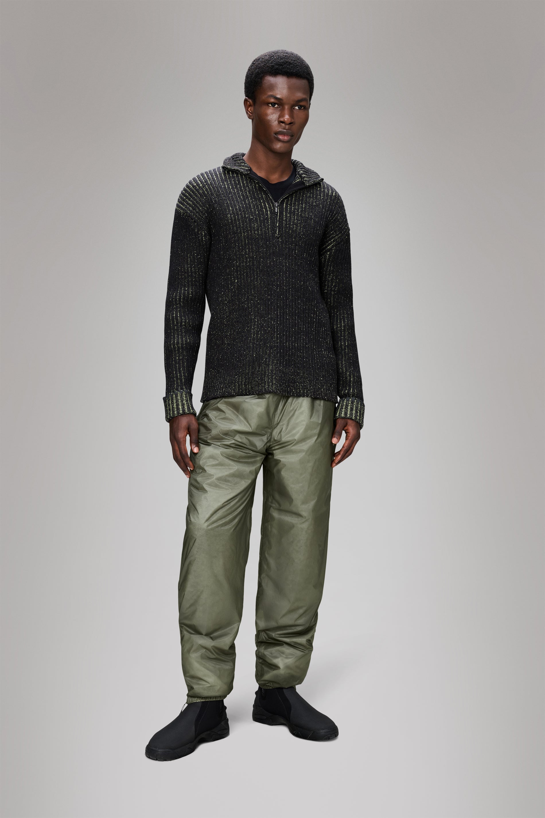 RAINS Sapa Half Zip Knit Black/Acid Long Sleeve