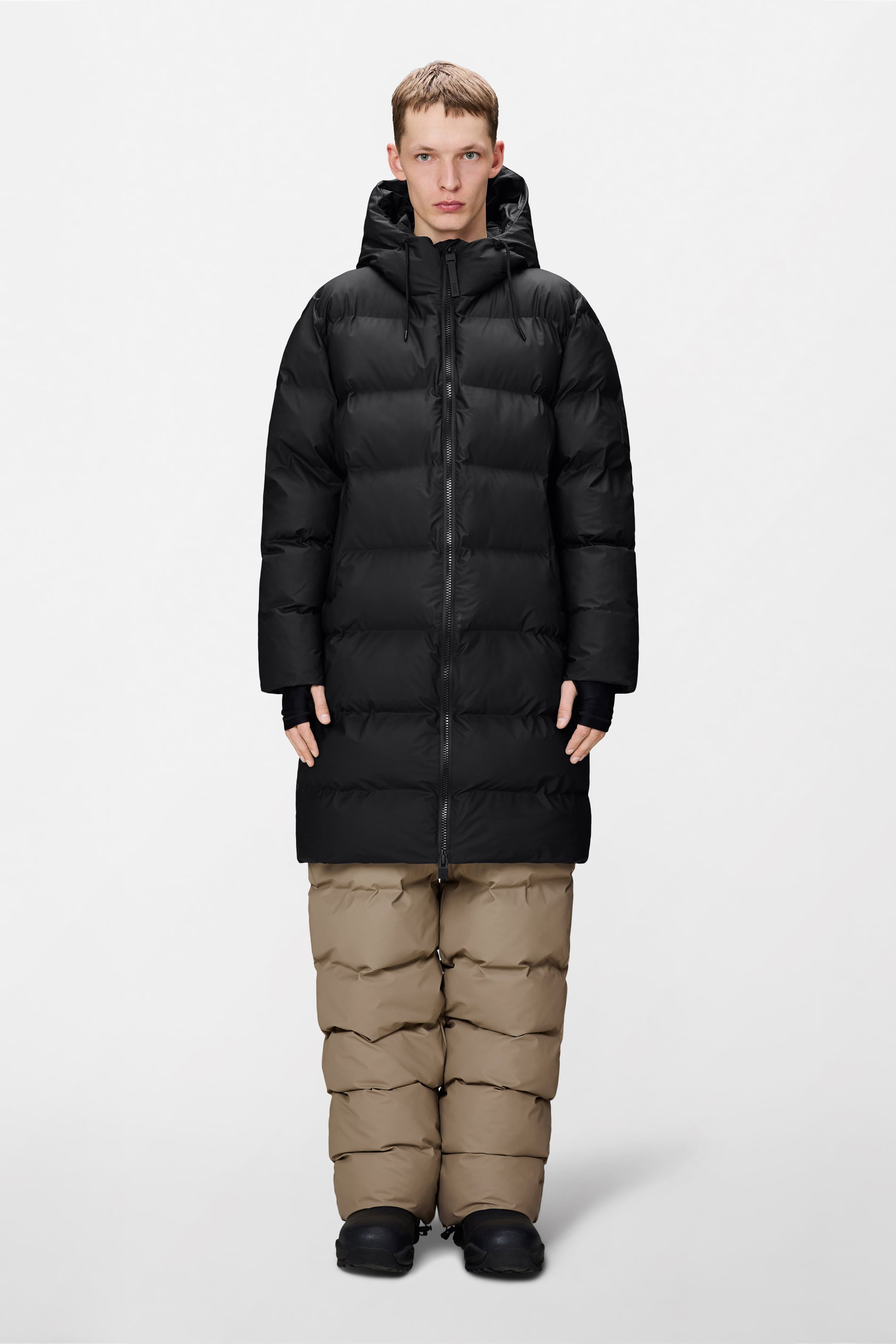 RAINS Alta Longer Puffer Jacket Black Jacket