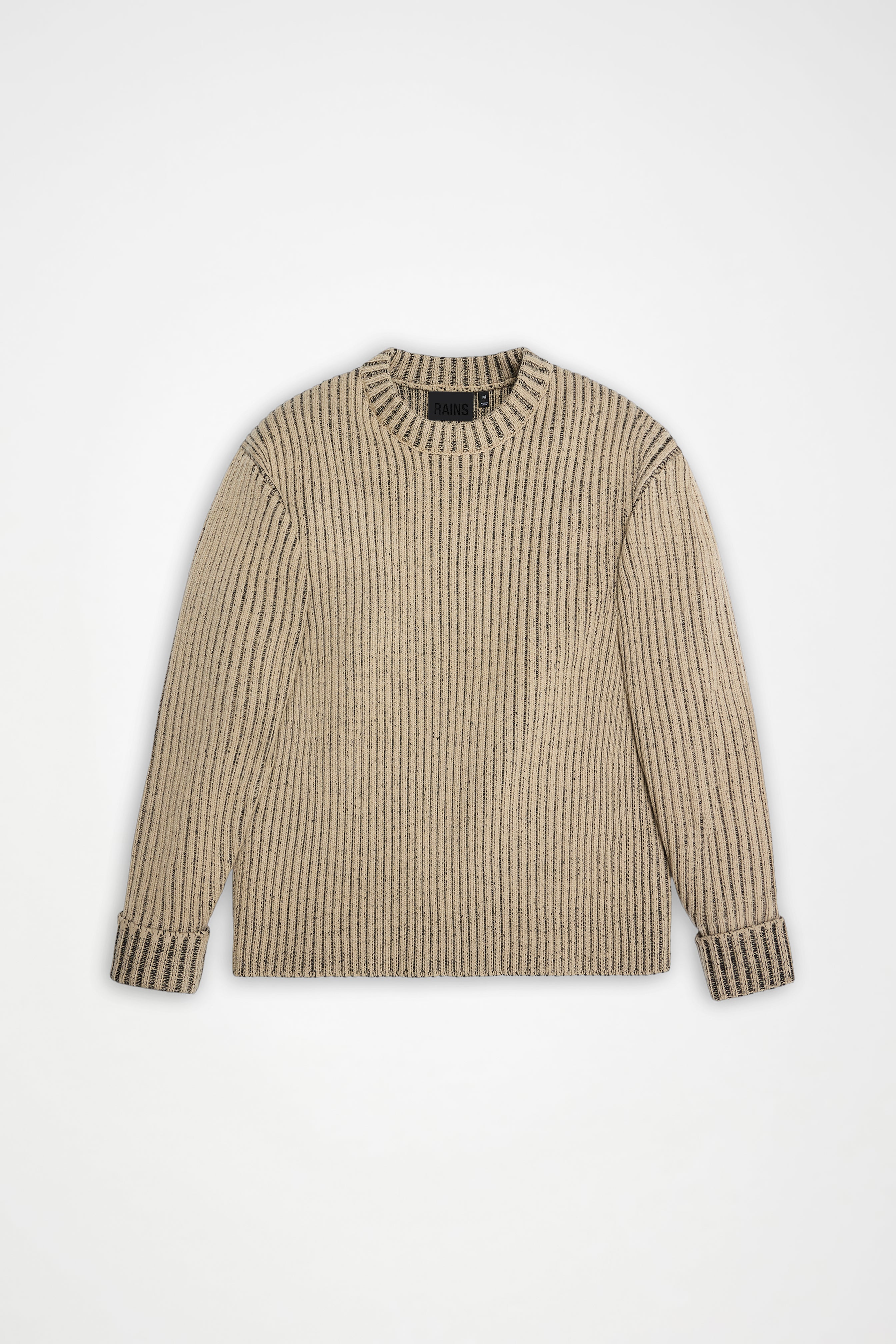 RAINS Sapa Knit Crew Neck Beige/Black Long Sleeve