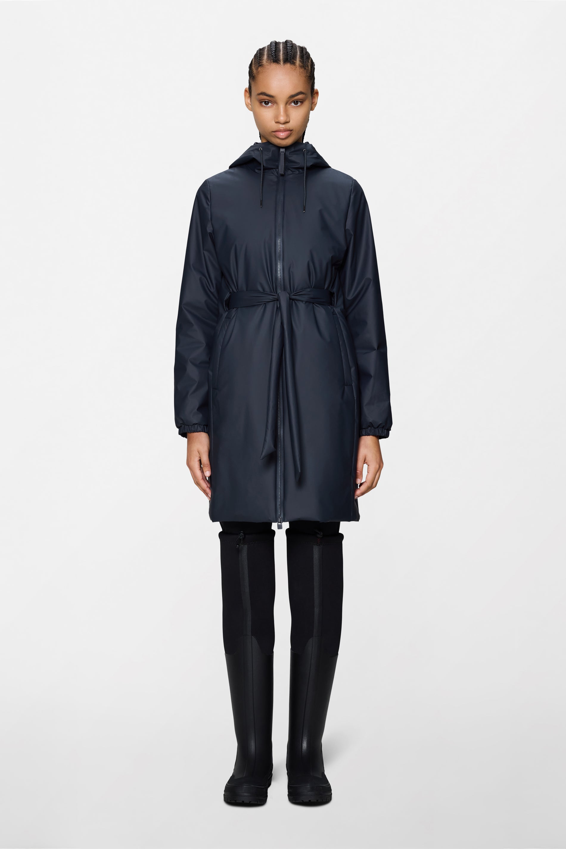 RAINS Lohja Long Insulated Curve Jacket Navy Jacket