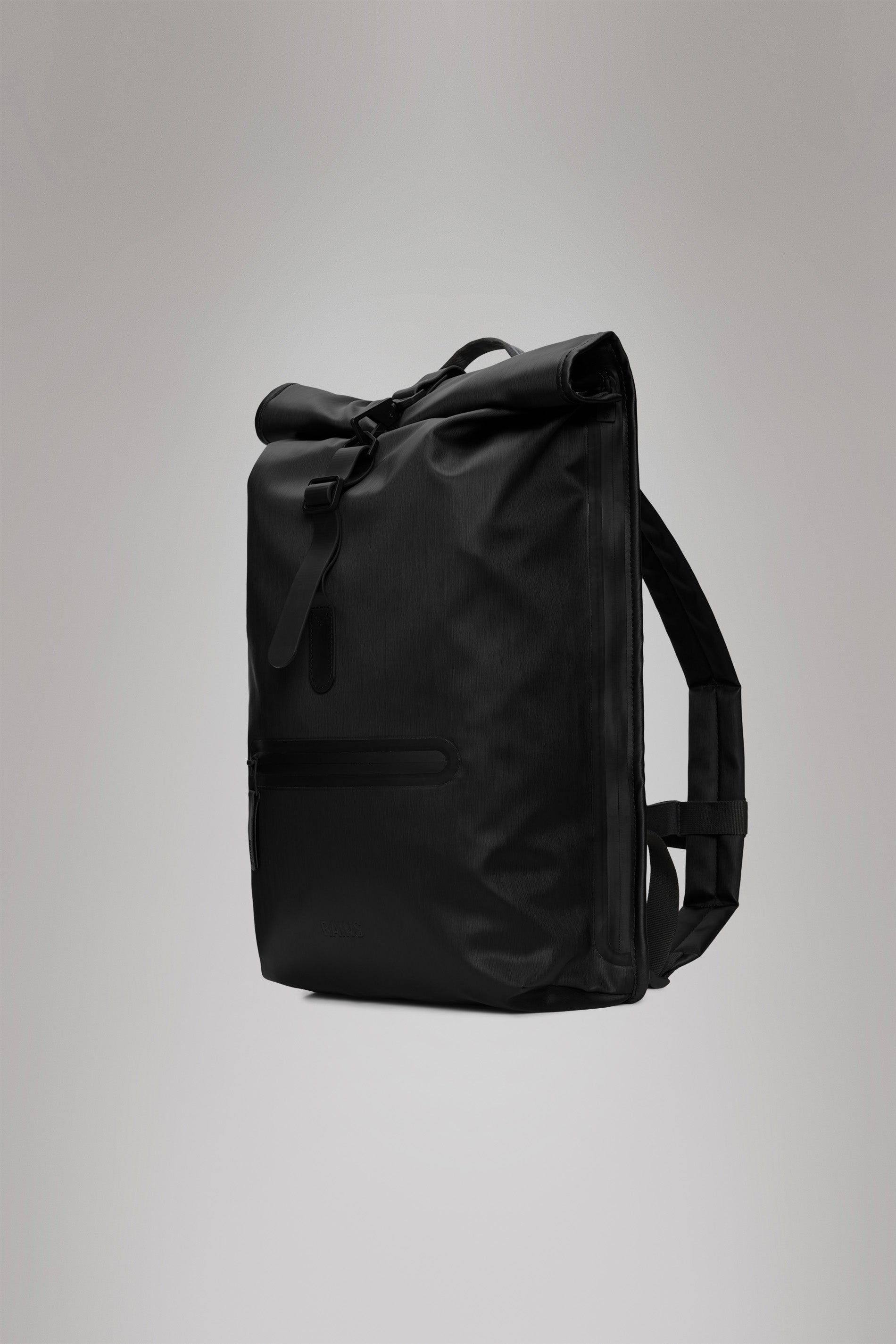RAINS Rolltop Rucksack Black Grain Backpack