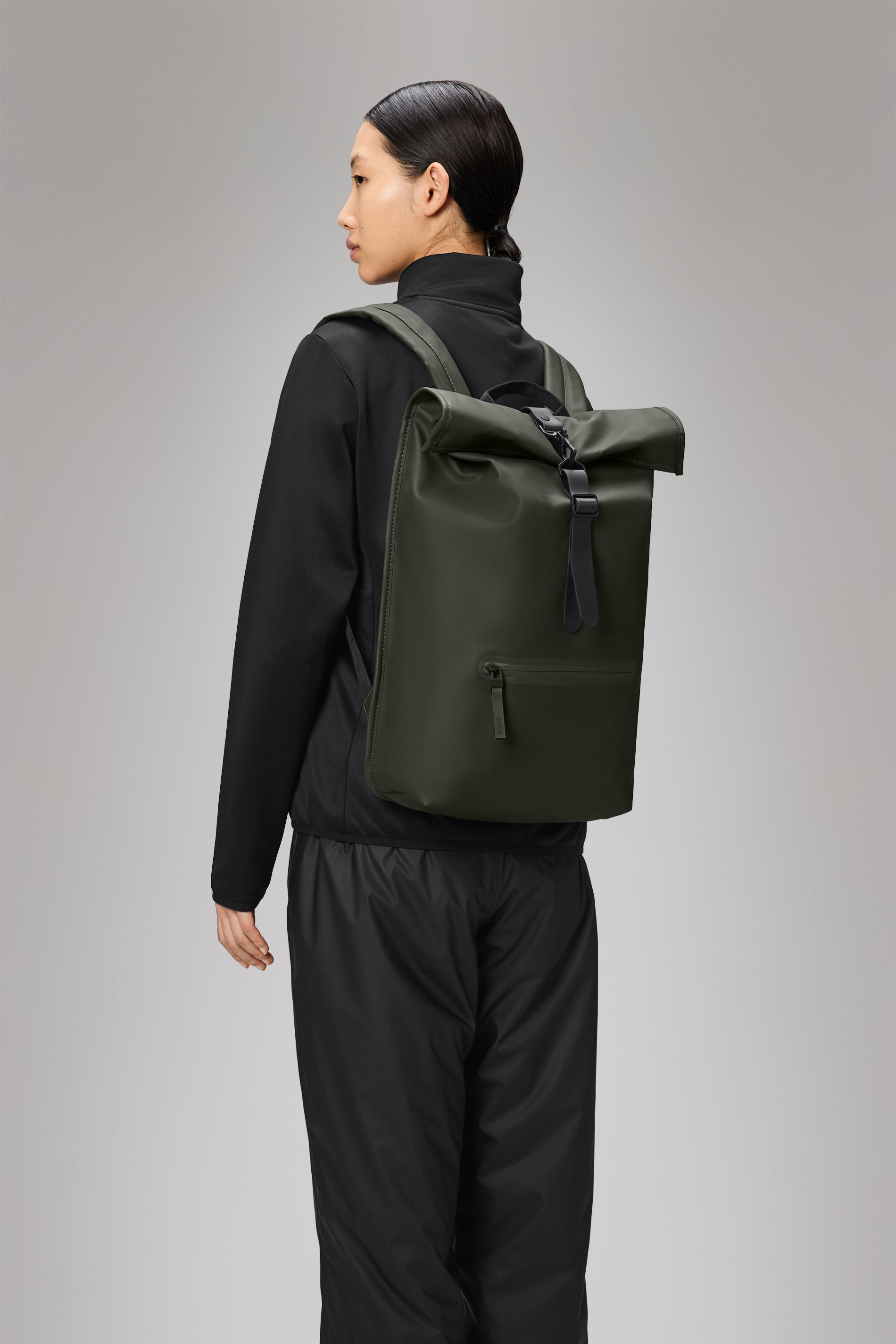 RAINS Rolltop Rucksack Green Backpack