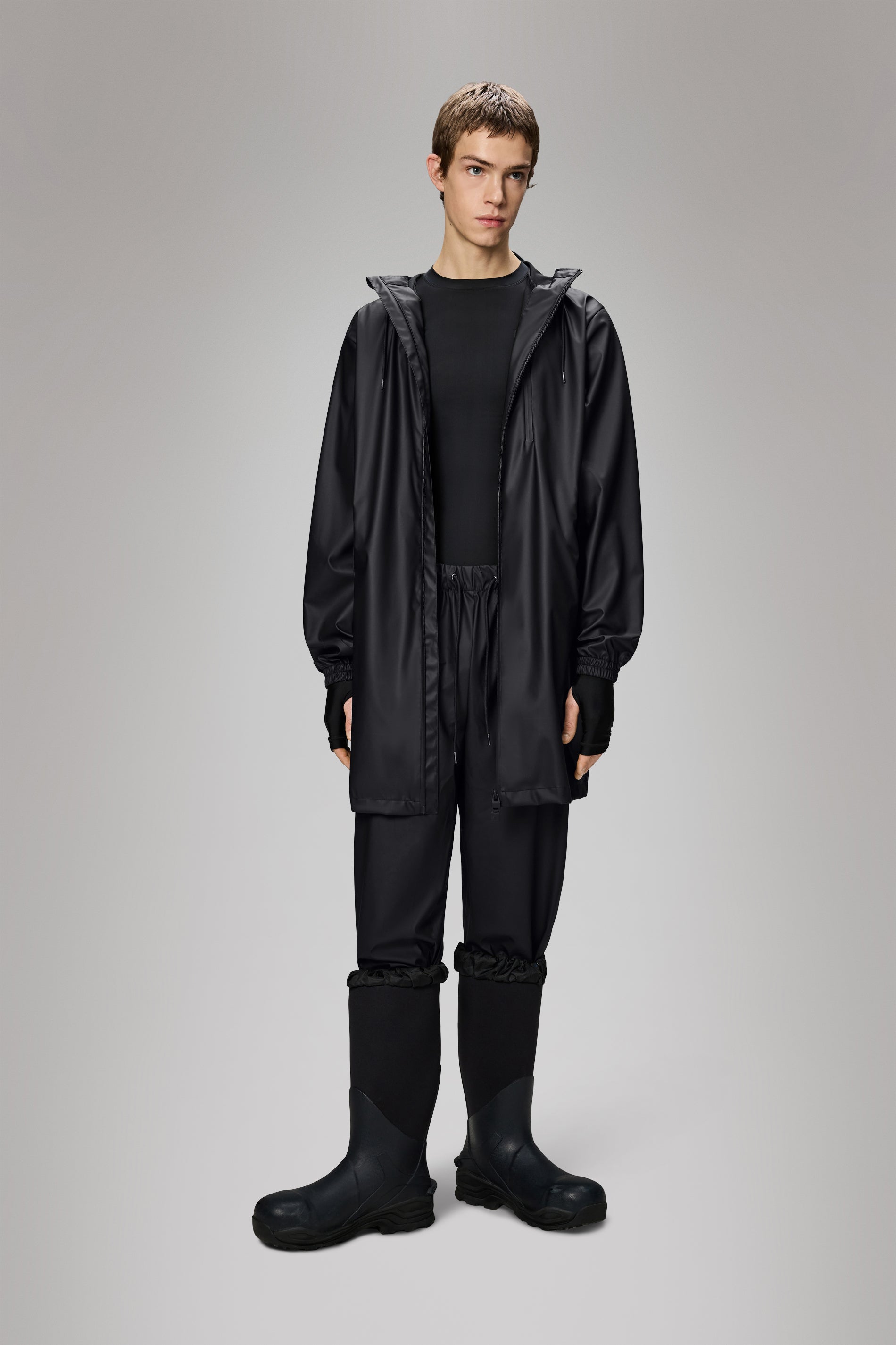 RAINS Long Storm Breaker Black Jacket