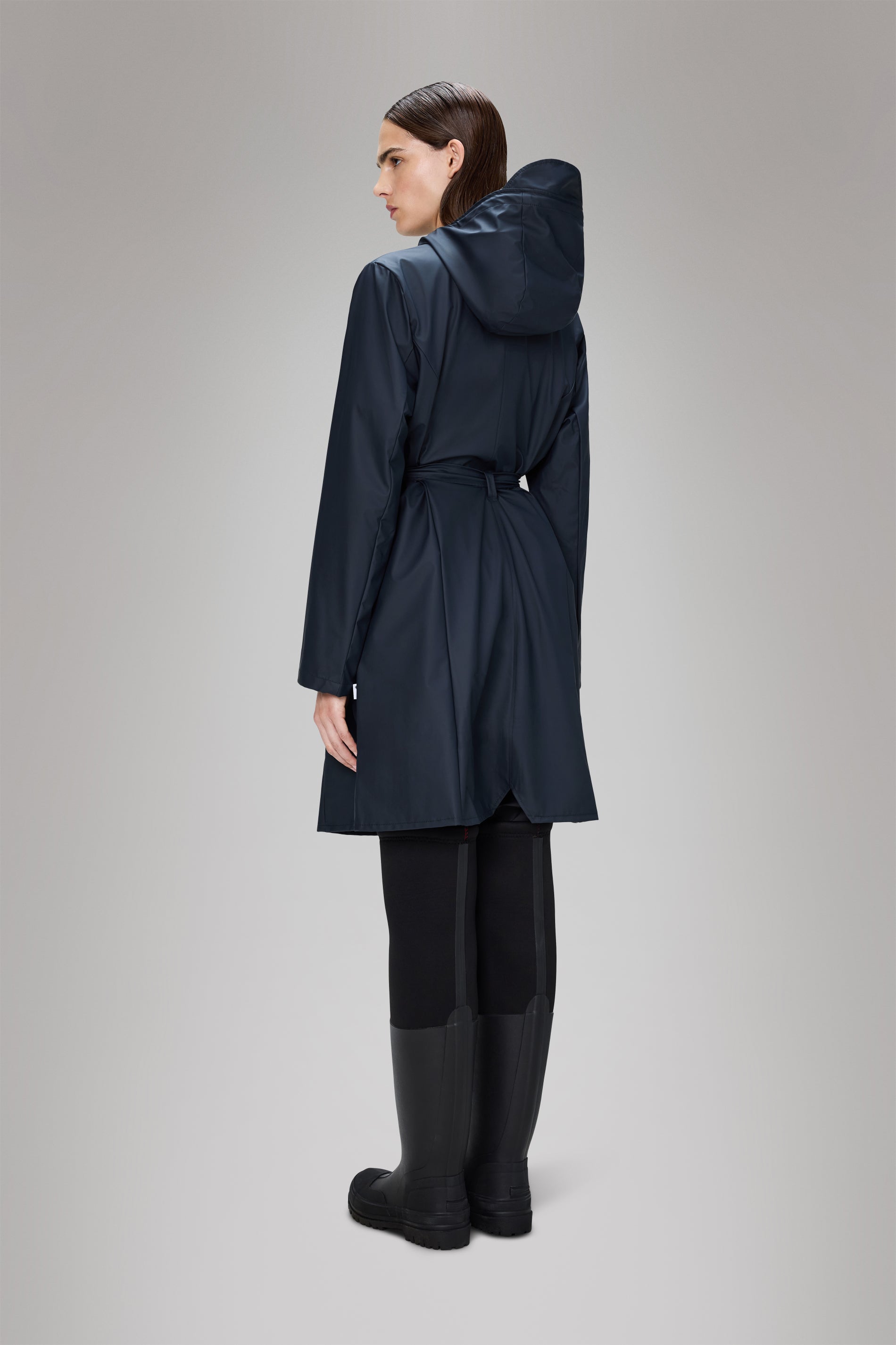 Rains Curve Long Jacket
 Navy Jacket