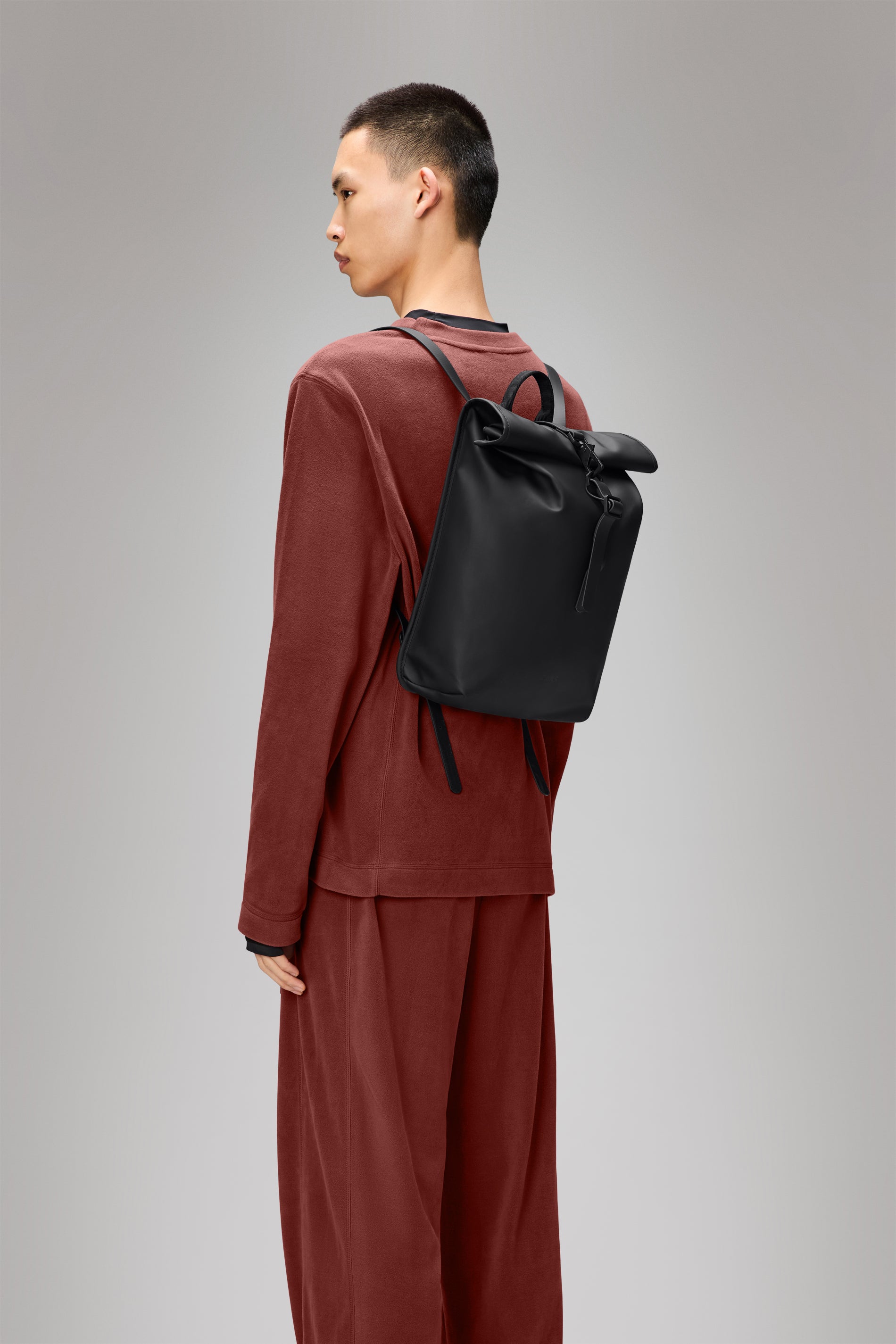 RAINS Rolltop Rucksack Mini Black 10L H50 x D10 x W27 cm Backpack