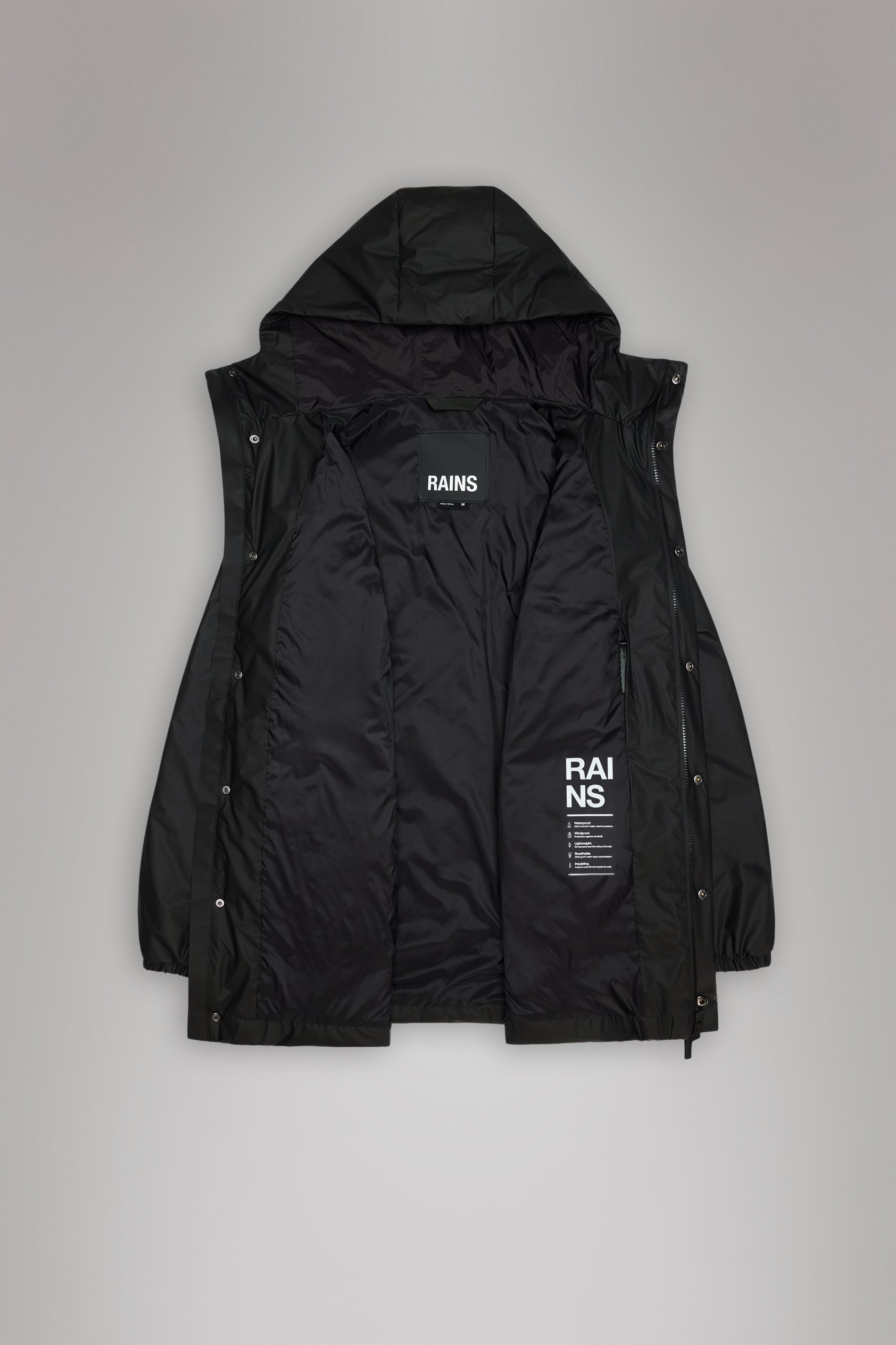 RAINS Lohja Long Insulated Cargo Jacket Black Jacket