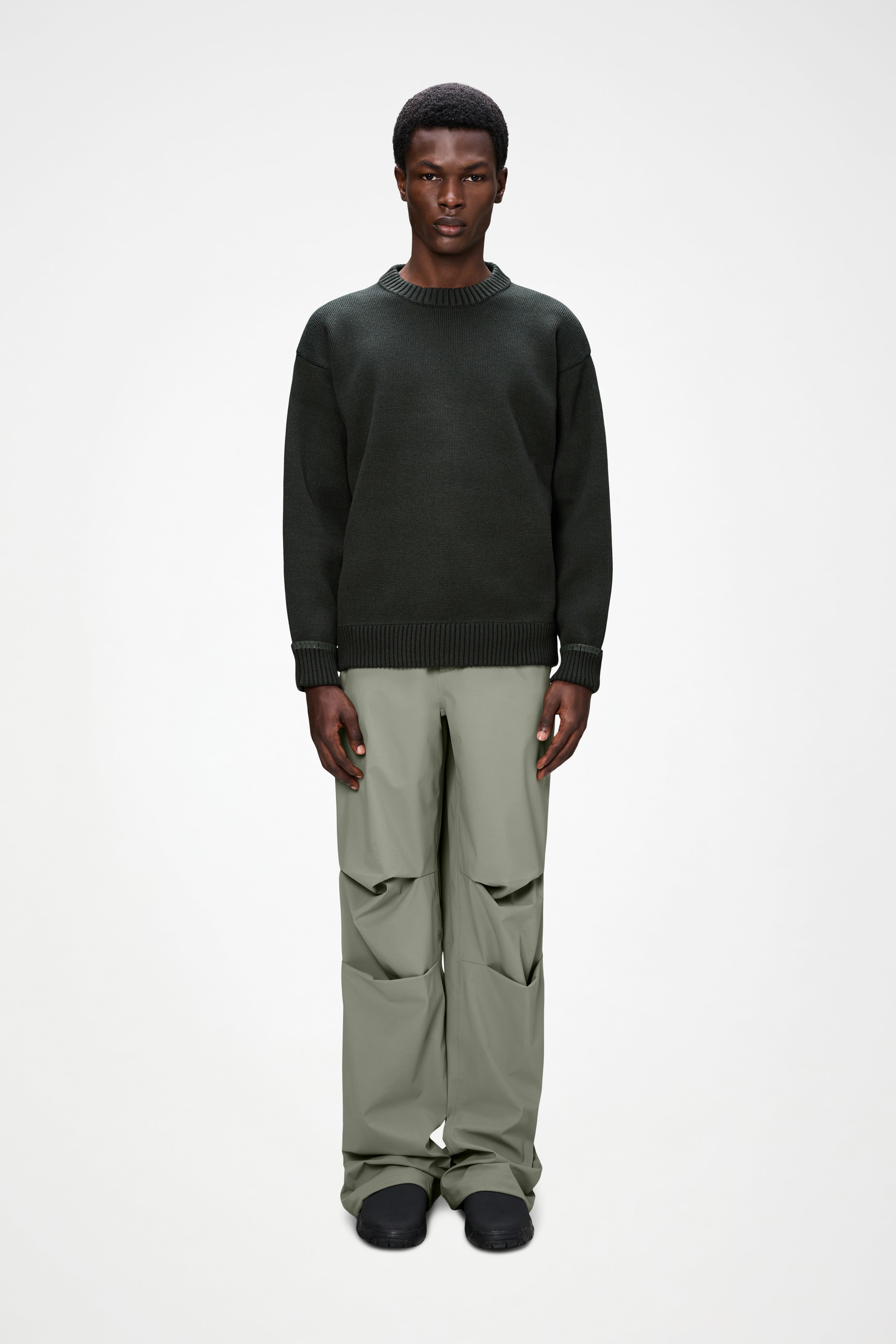 RAINS Sowa Knit Crew Neck Green/Black Long Sleeve