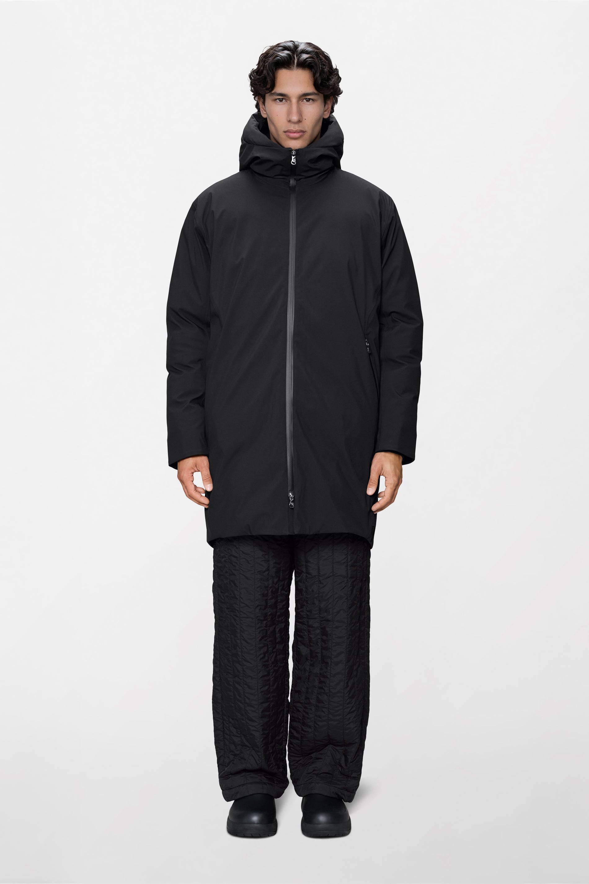RAINS Sarna Long Puffer Jacket Black Jacket