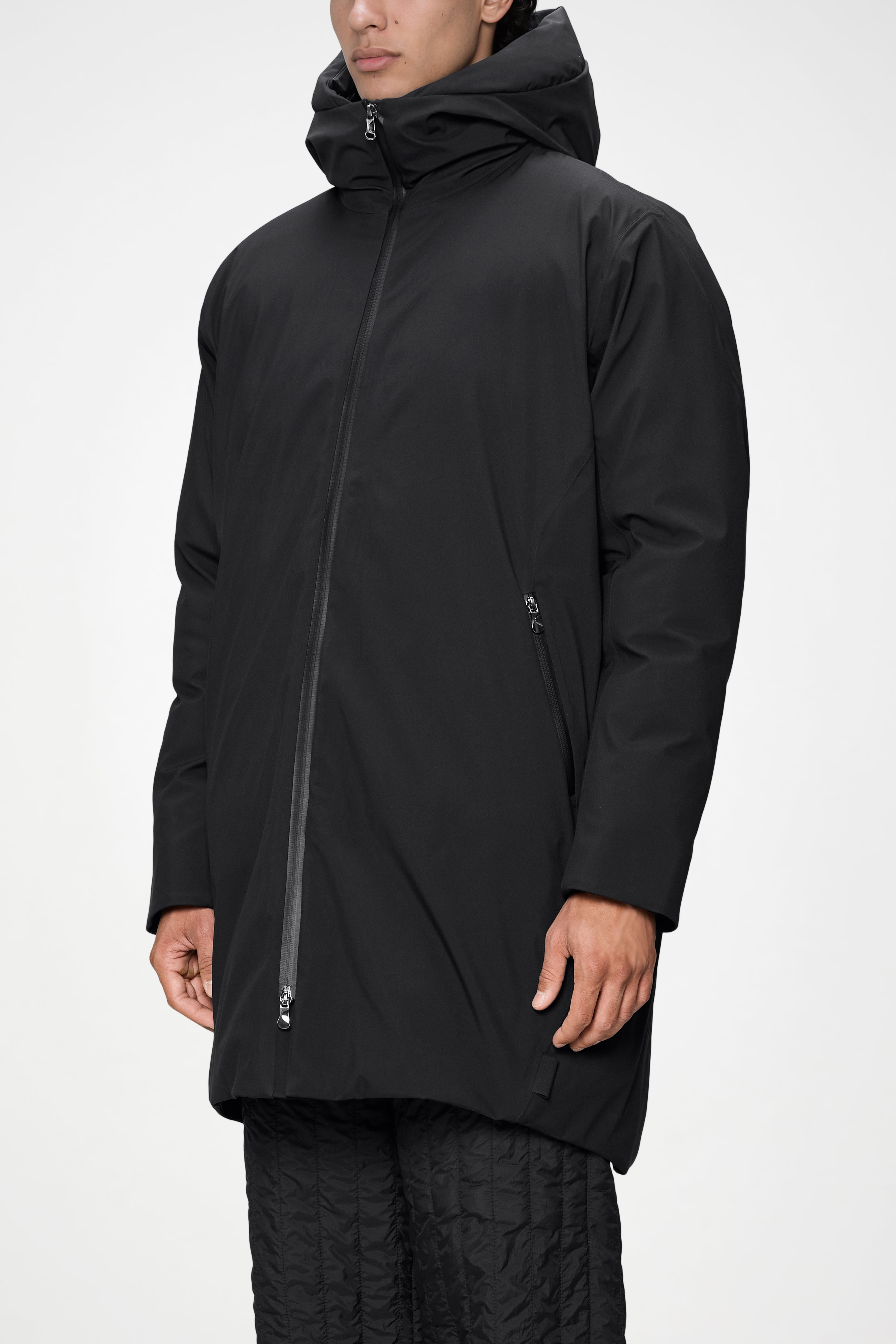 RAINS Sarna Long Puffer Jacket Black Jacket
