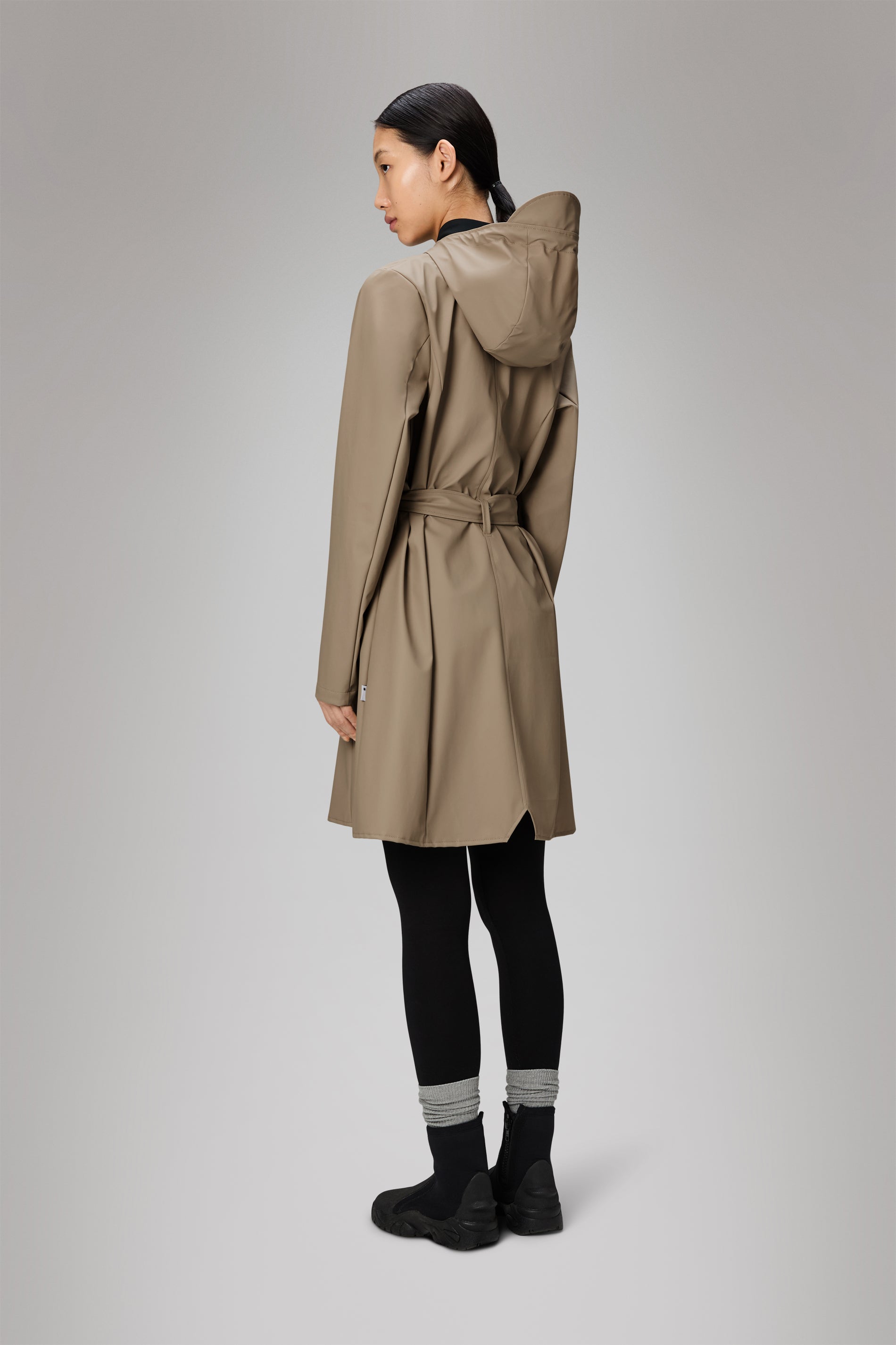 Rains Curve Long Jacket
 Beige Jacket
