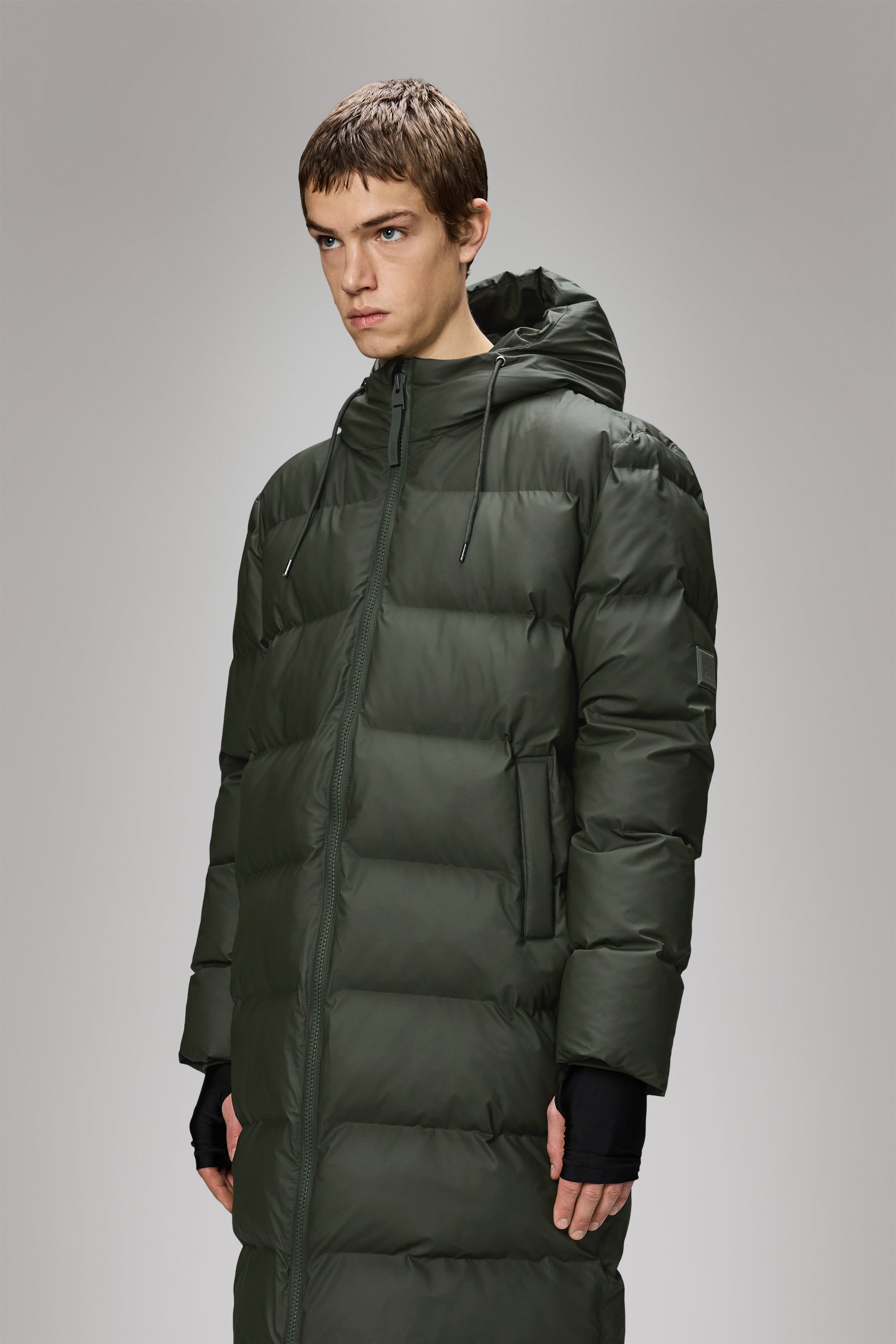 Rains Alta Longer Puffer Jacket Green Jacket
