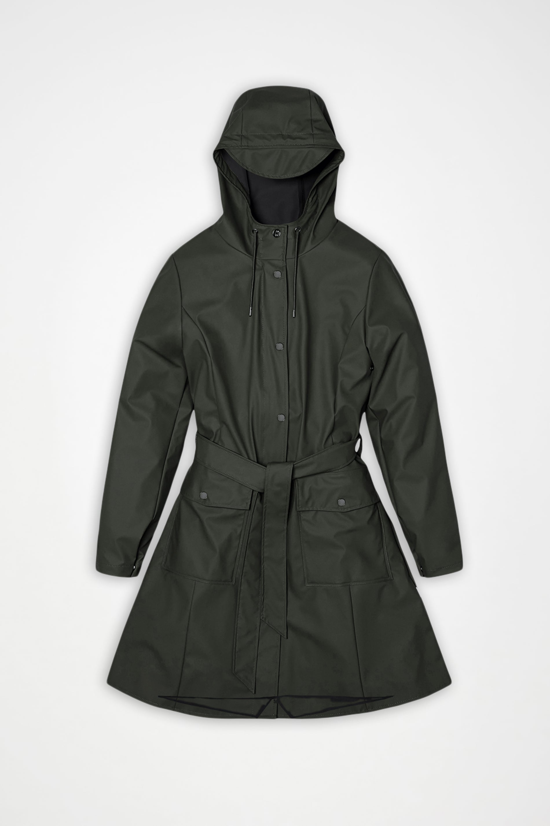 RAINS Curve Long Jacket
 Green Jacket