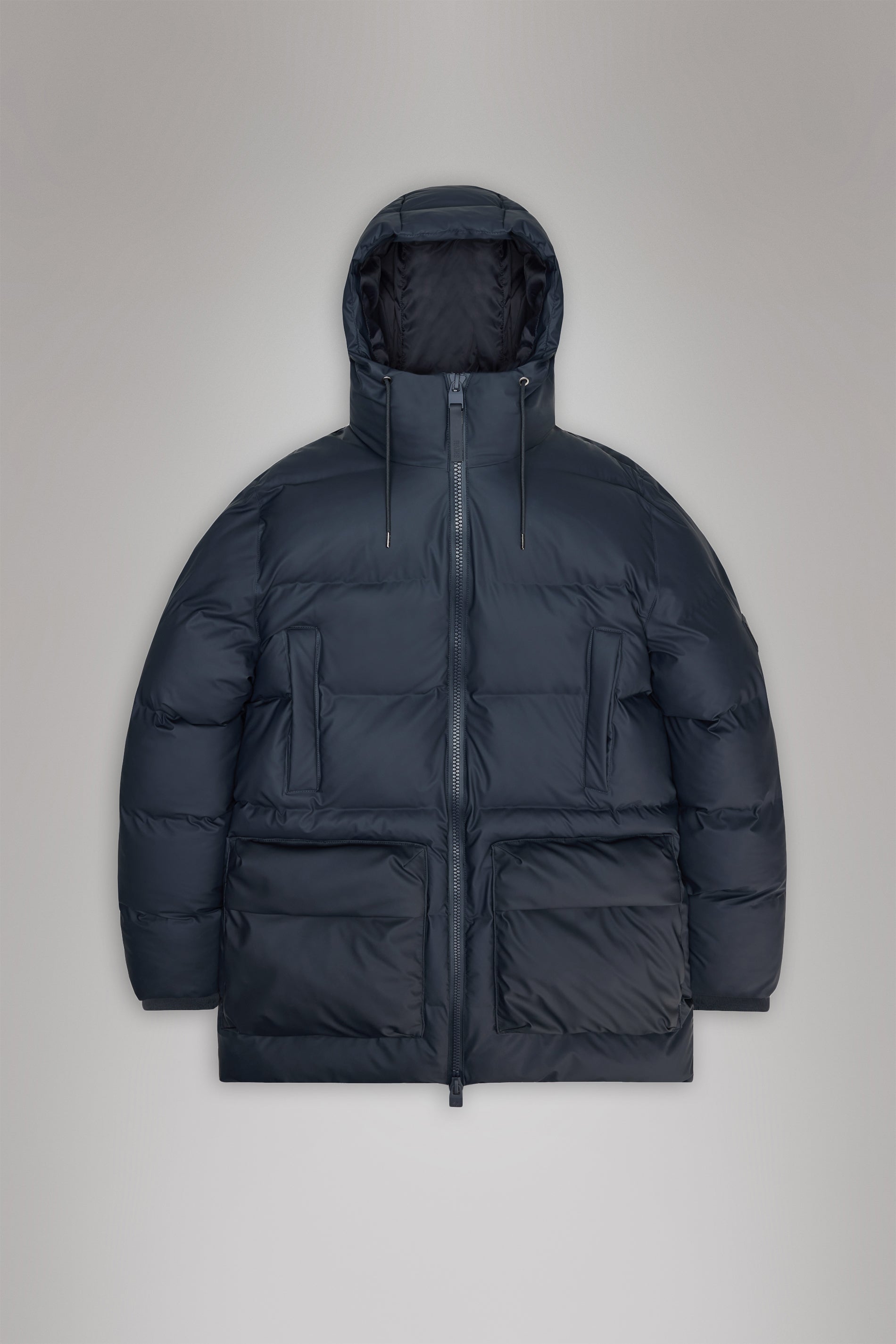 Rains Alta Long Puffer Cargo Jacket Navy Jacket