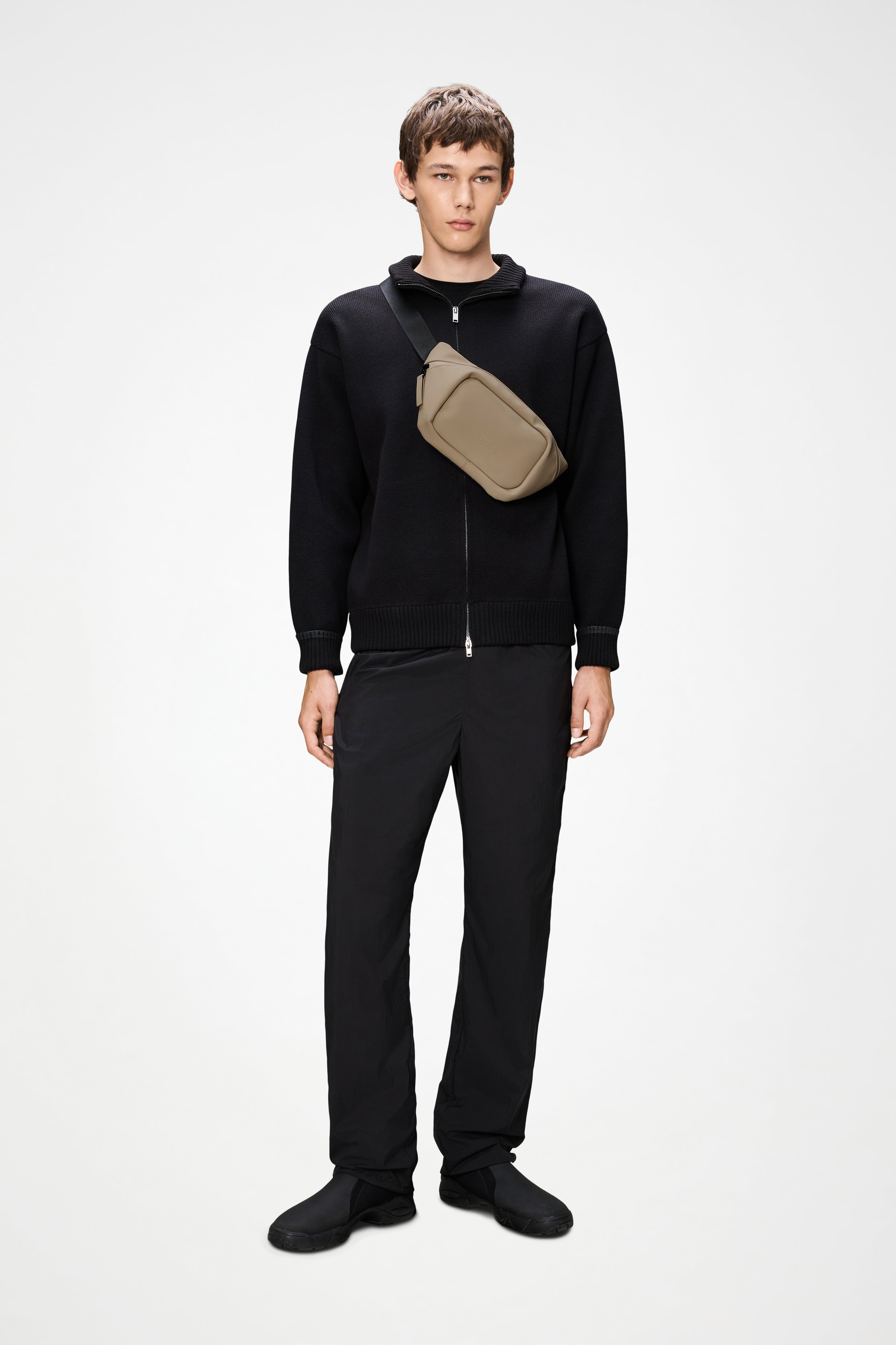 RAINS Sowa Knit Zip Cardigan Black Long Sleeve