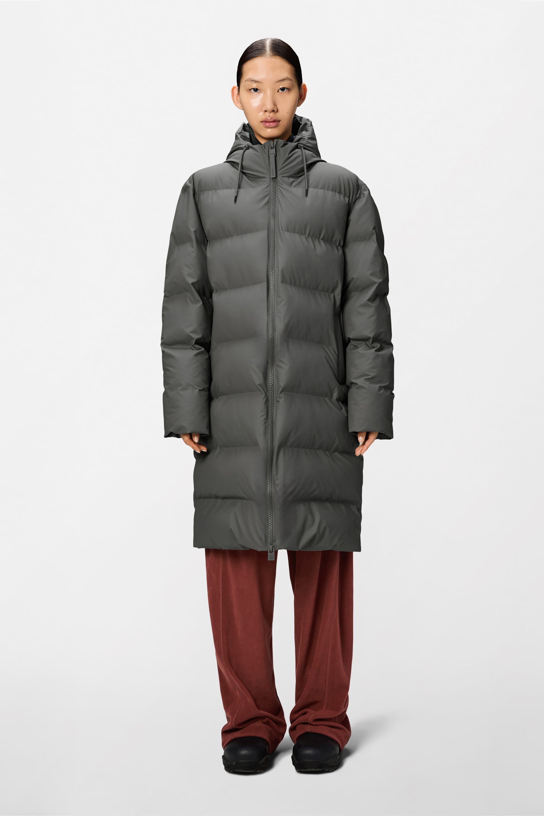 RAINS Alta Longer Puffer Jacket Grey Jacket