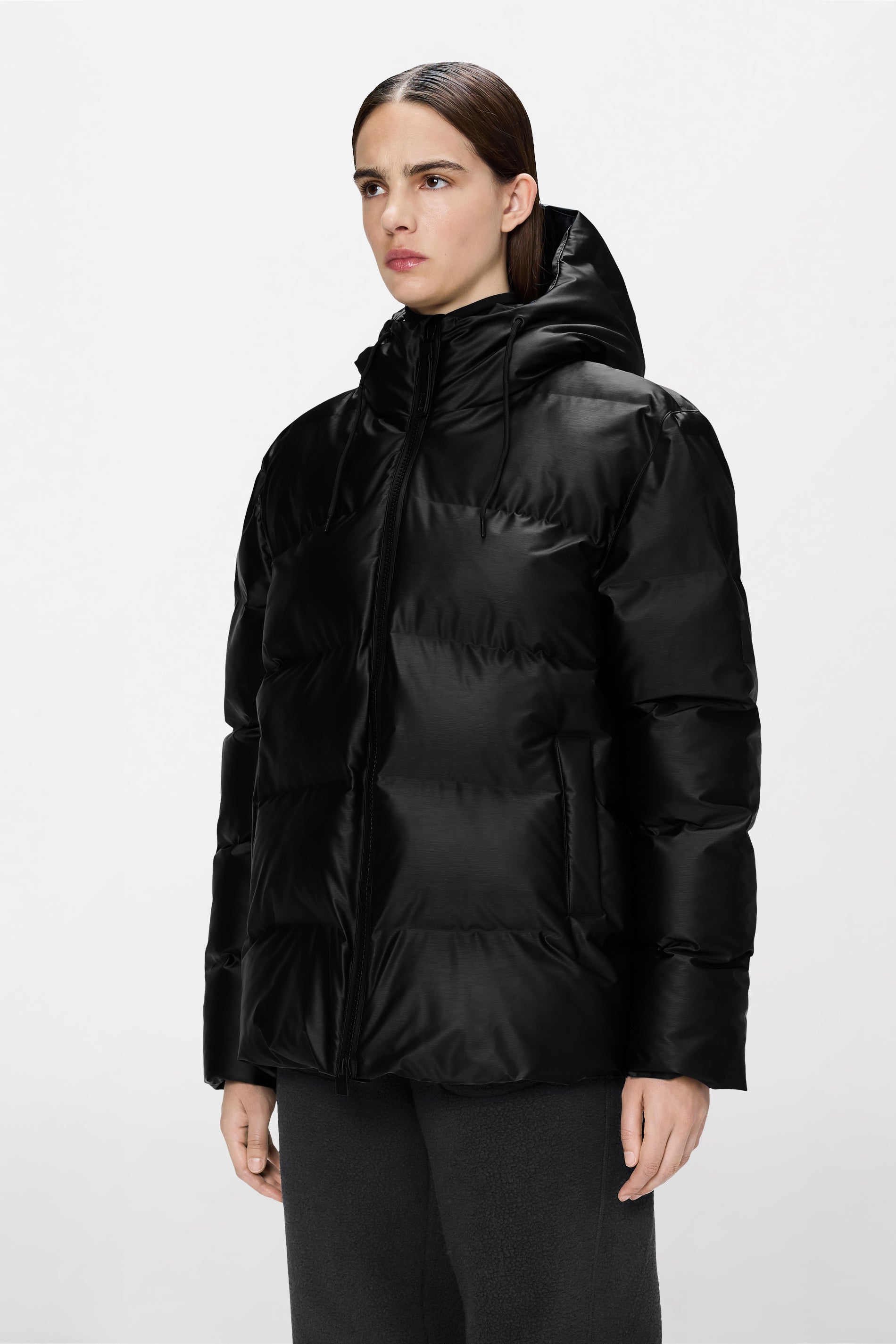 RAINS Alta Puffer Jacket Black Grain Jacket